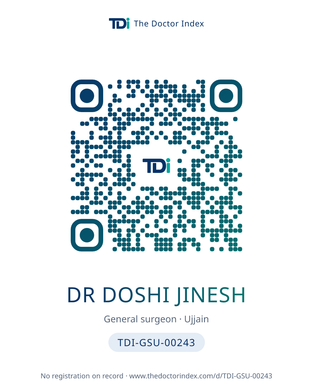QR card for Dr Doshi Jinesh, TDI-GSU-00243