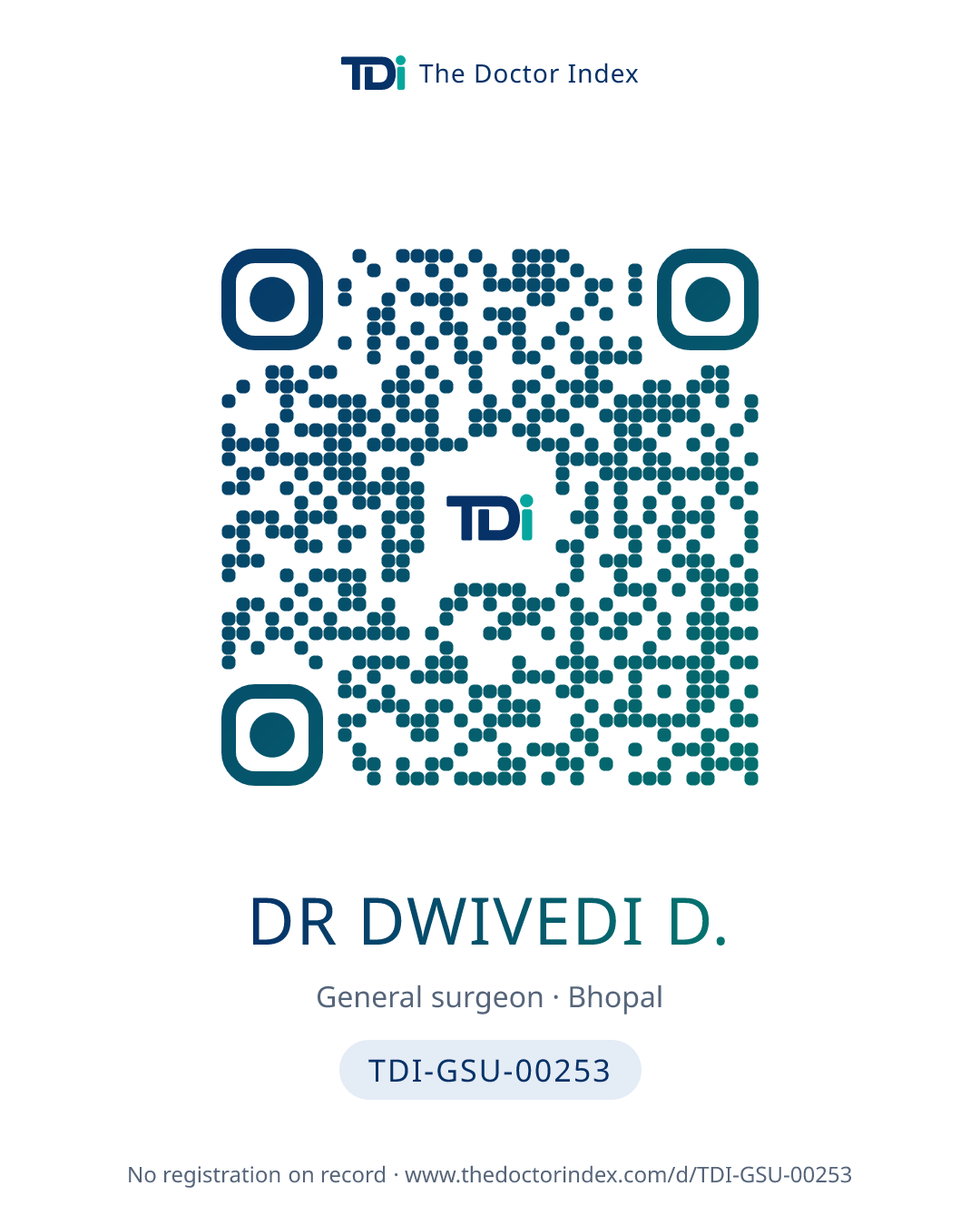 QR card for Dr Dwivedi D., TDI-GSU-00253