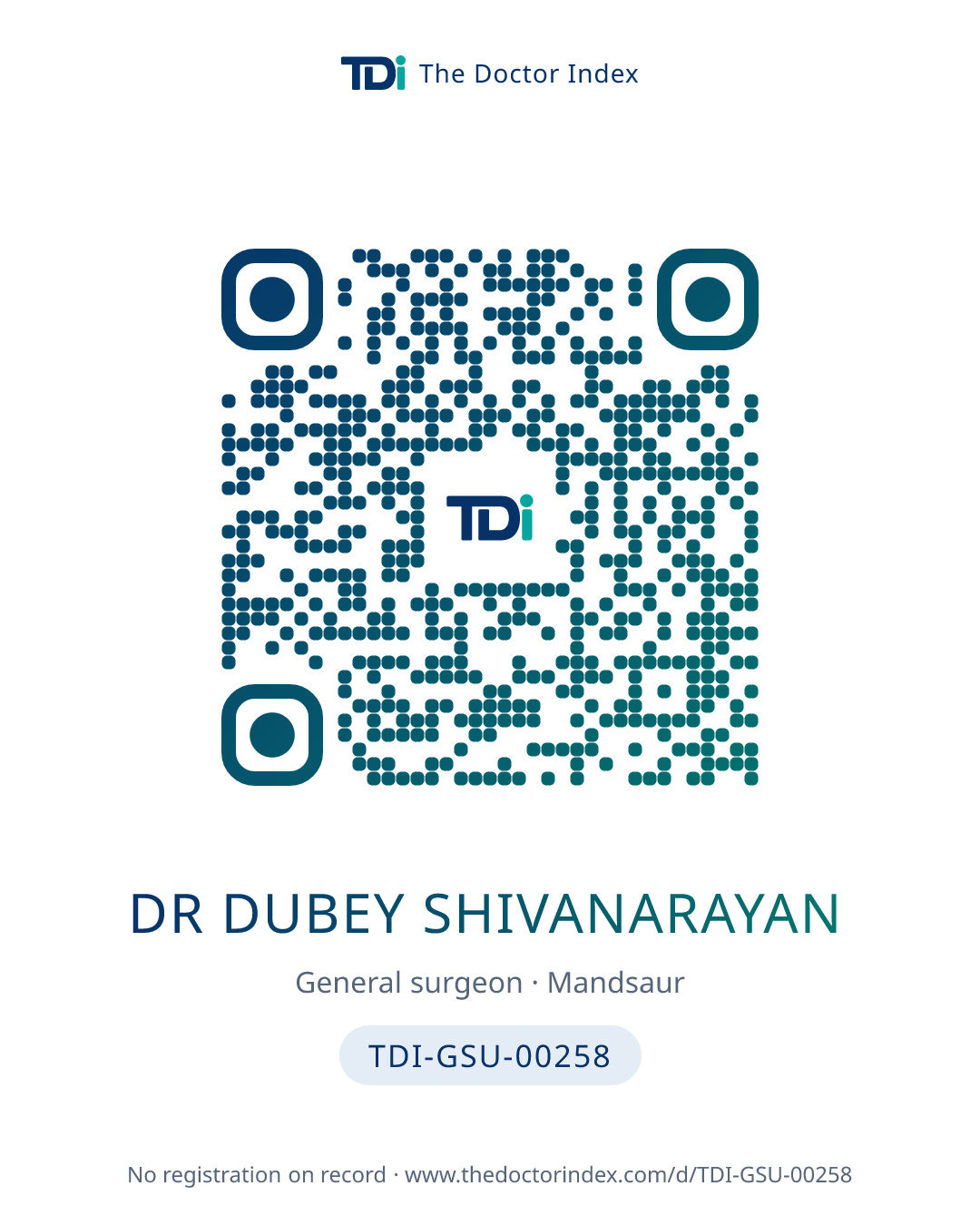QR card for Dr Dubey Shivanarayan, TDI-GSU-00258