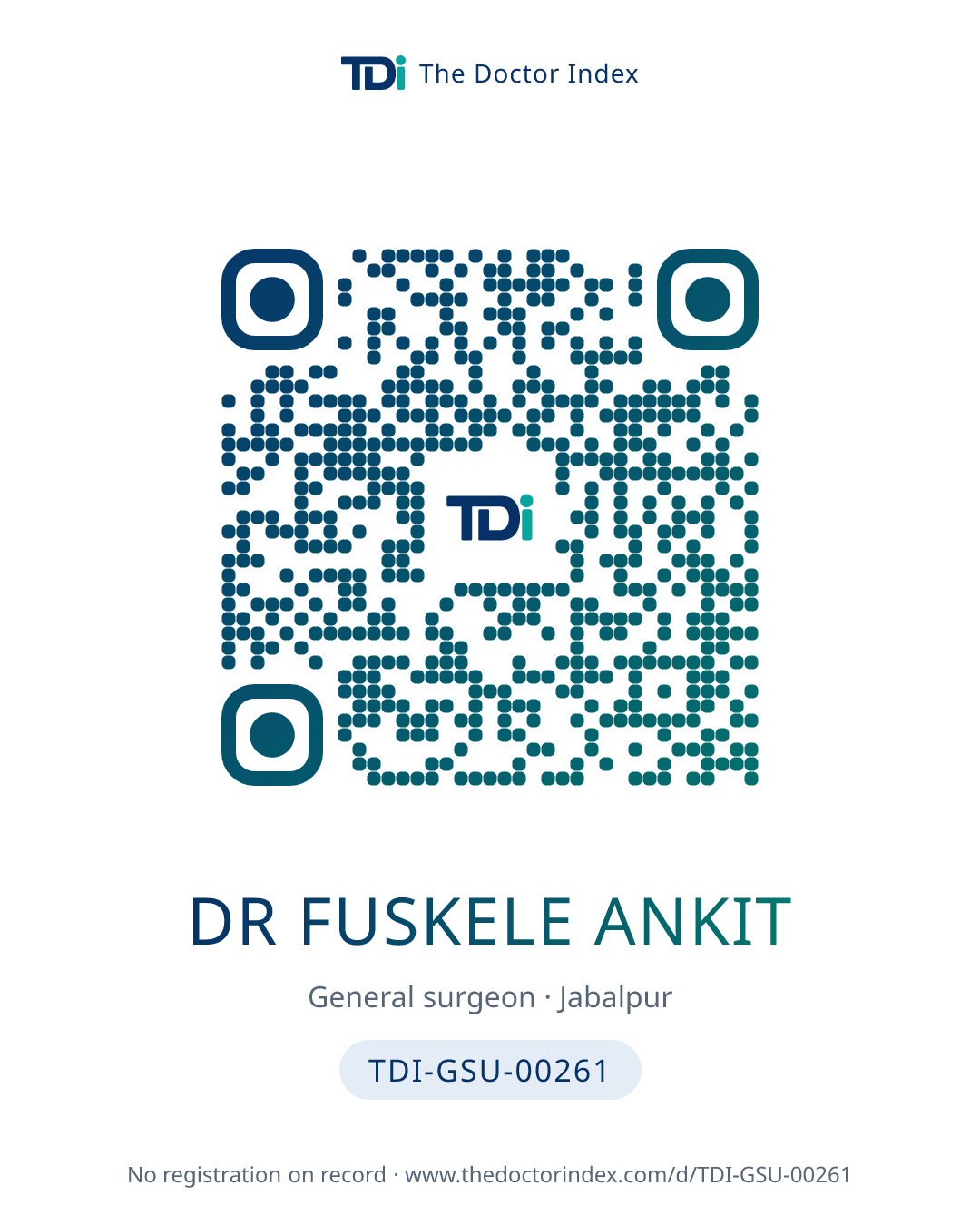 QR card for Dr Fuskele Ankit, TDI-GSU-00261