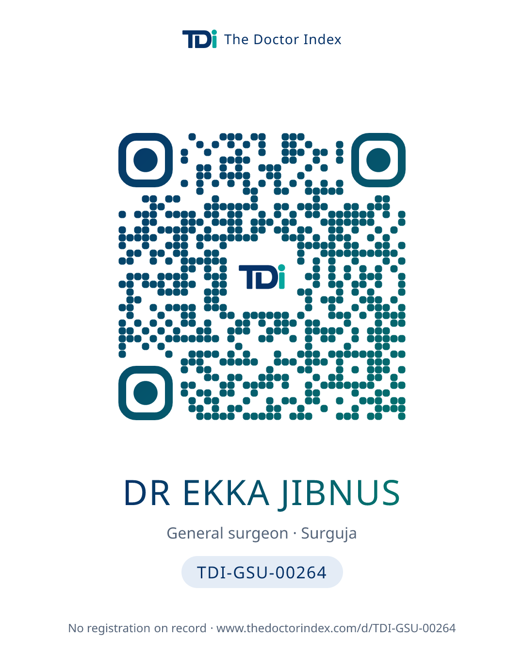 QR card for Dr Ekka Jibnus, TDI-GSU-00264