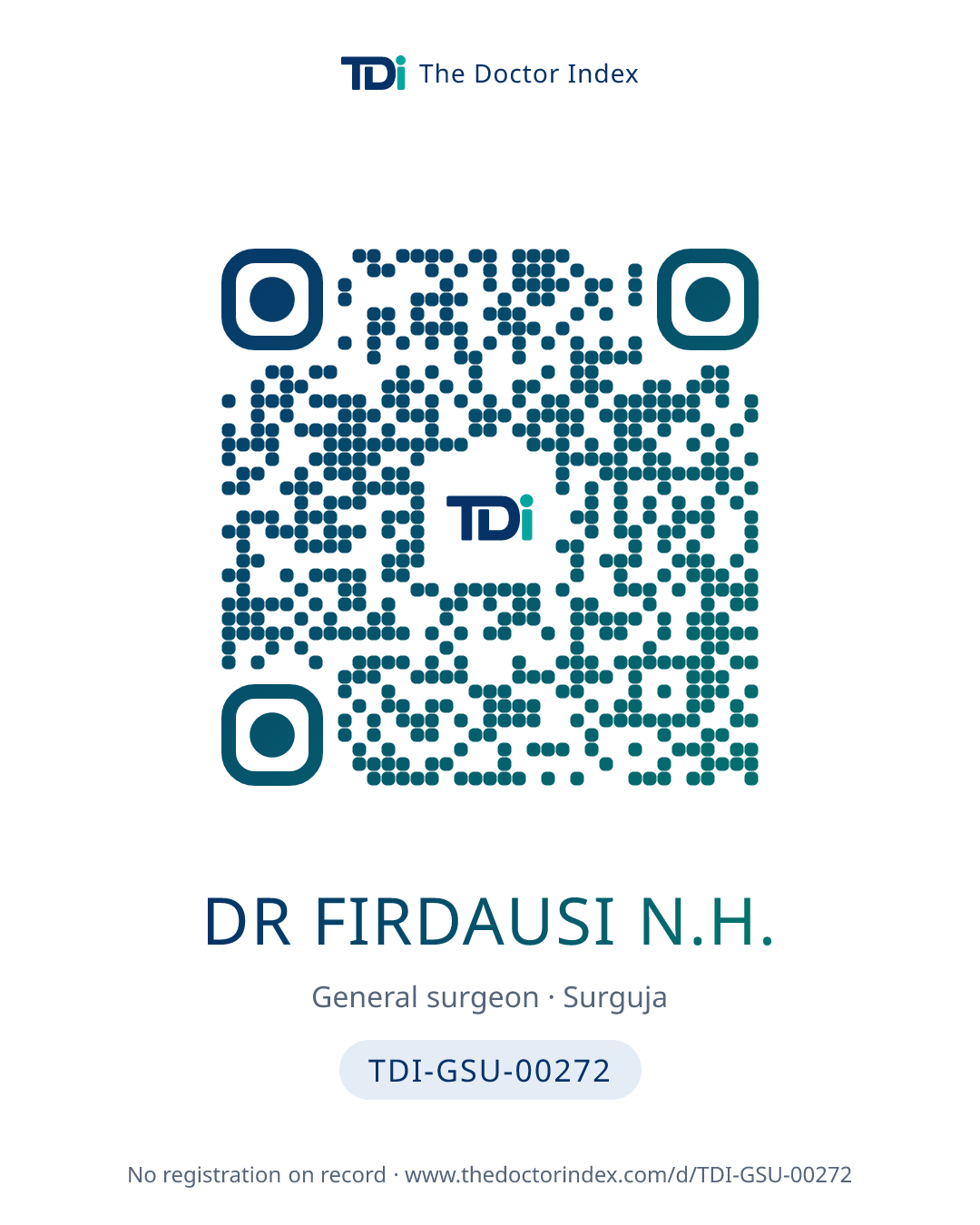 QR card for Dr Firdausi N.H., TDI-GSU-00272