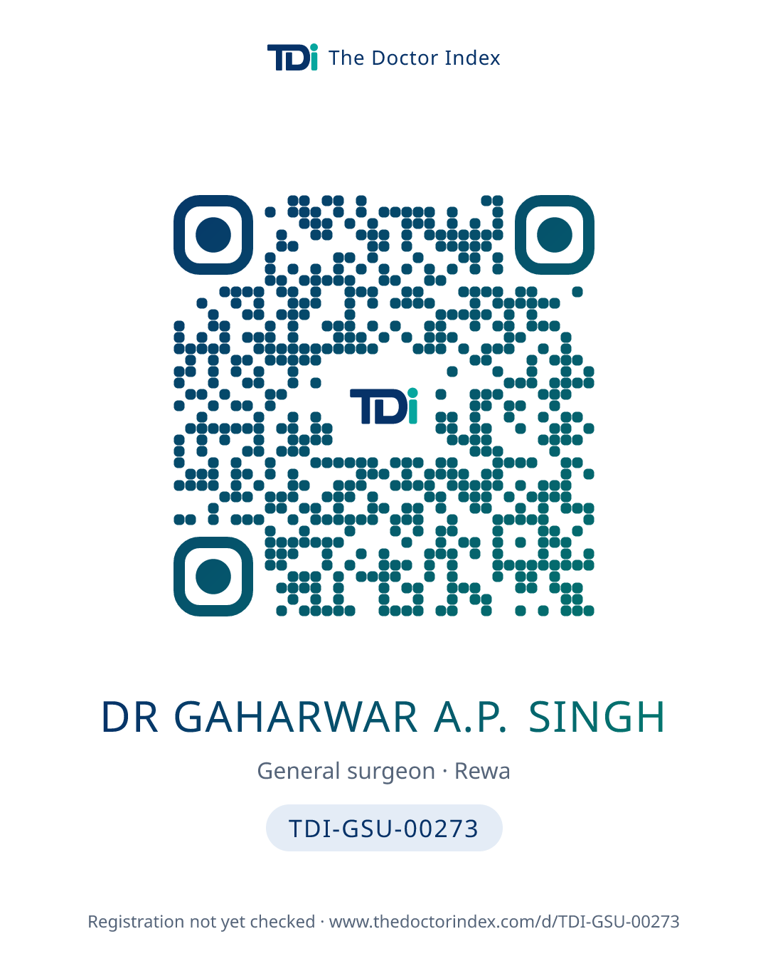 QR card for Dr Gaharwar A.P. Singh, TDI-GSU-00273