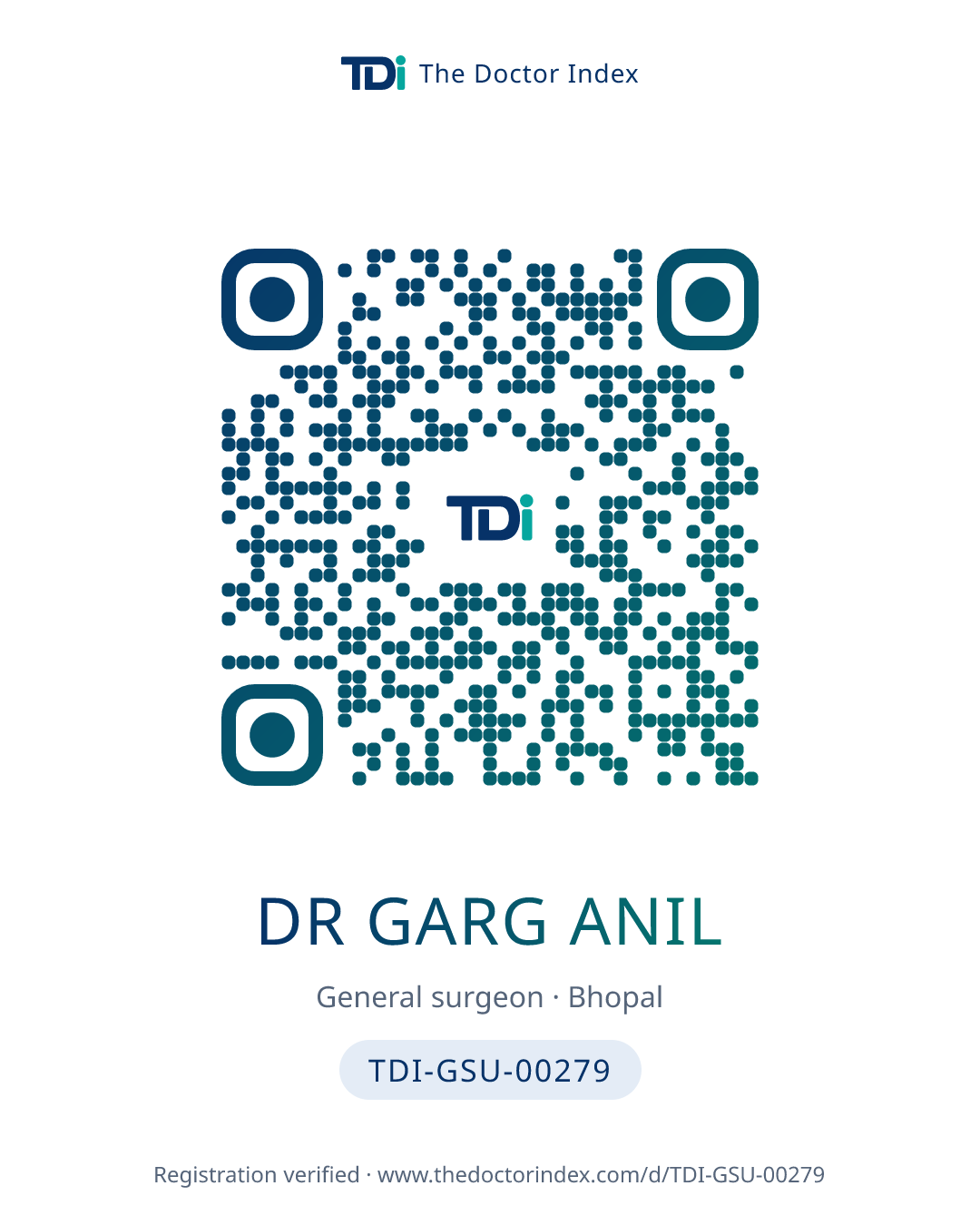 QR card for Dr Garg Anil, TDI-GSU-00279