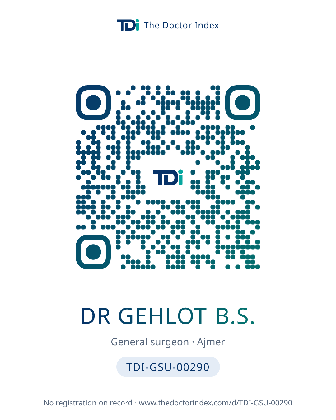 QR card for Dr Gehlot B.S., TDI-GSU-00290