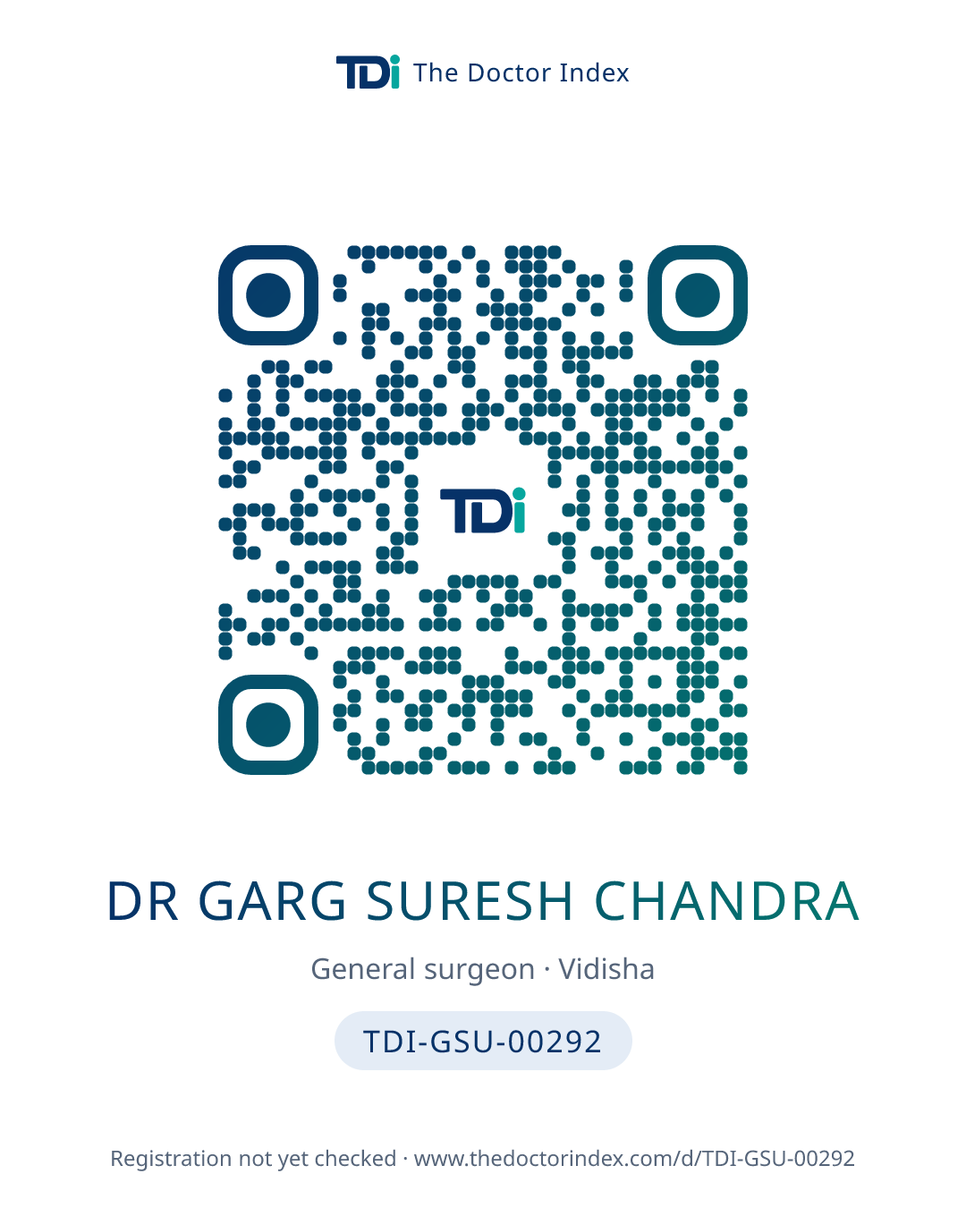 QR card for Dr Garg Suresh Chandra, TDI-GSU-00292