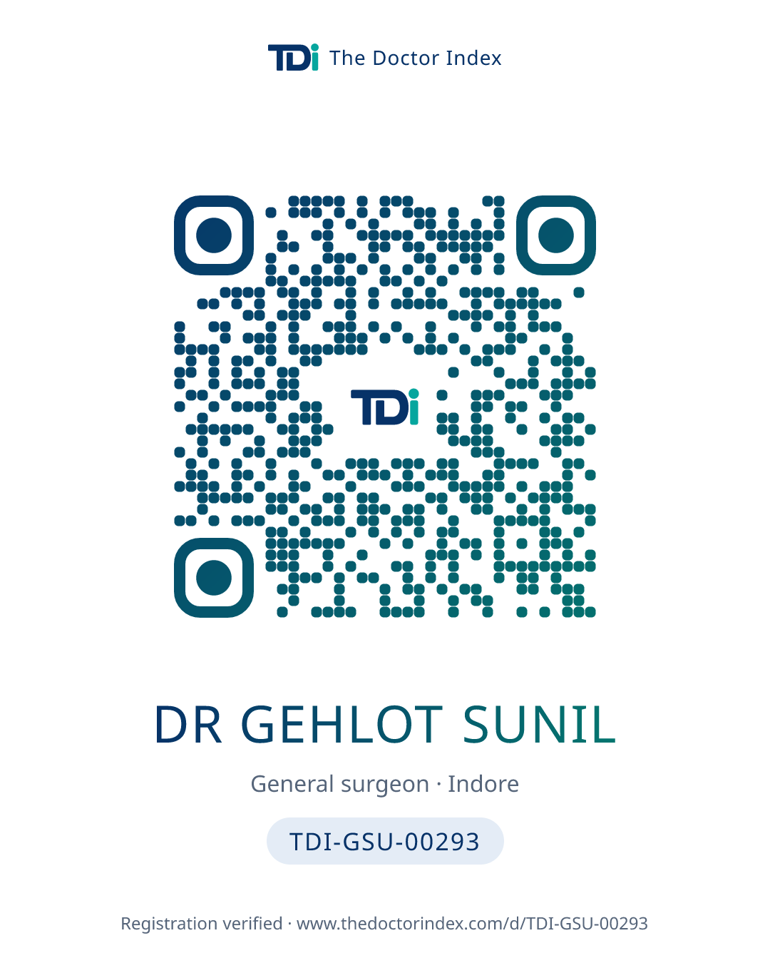 QR card for Dr Gehlot Sunil, TDI-GSU-00293