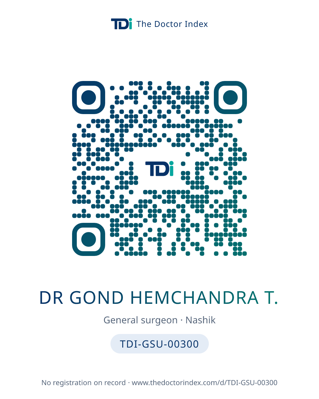 QR card for Dr Gond Hemchandra T., TDI-GSU-00300