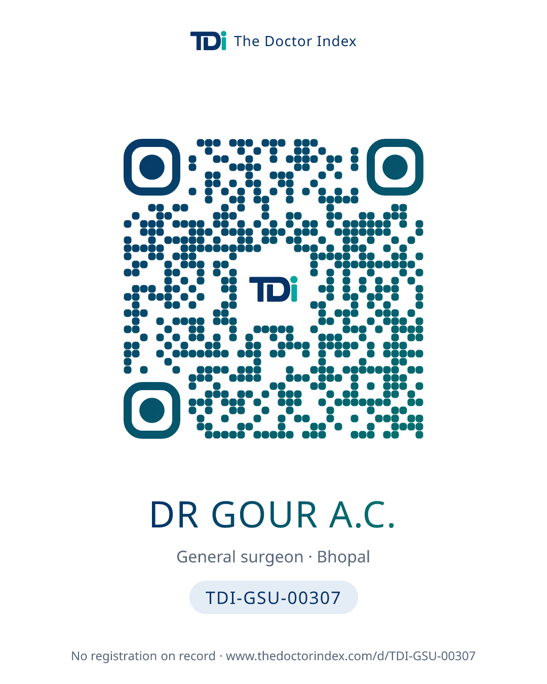 QR card for Dr Gour A.C., TDI-GSU-00307