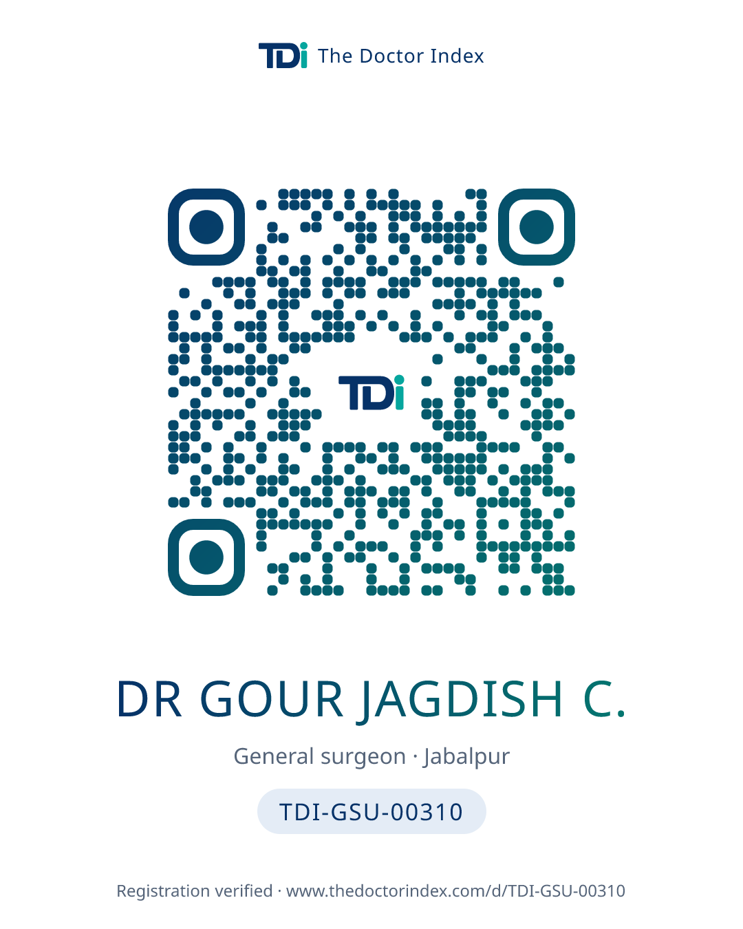 QR card for Dr Gour Jagdish C., TDI-GSU-00310