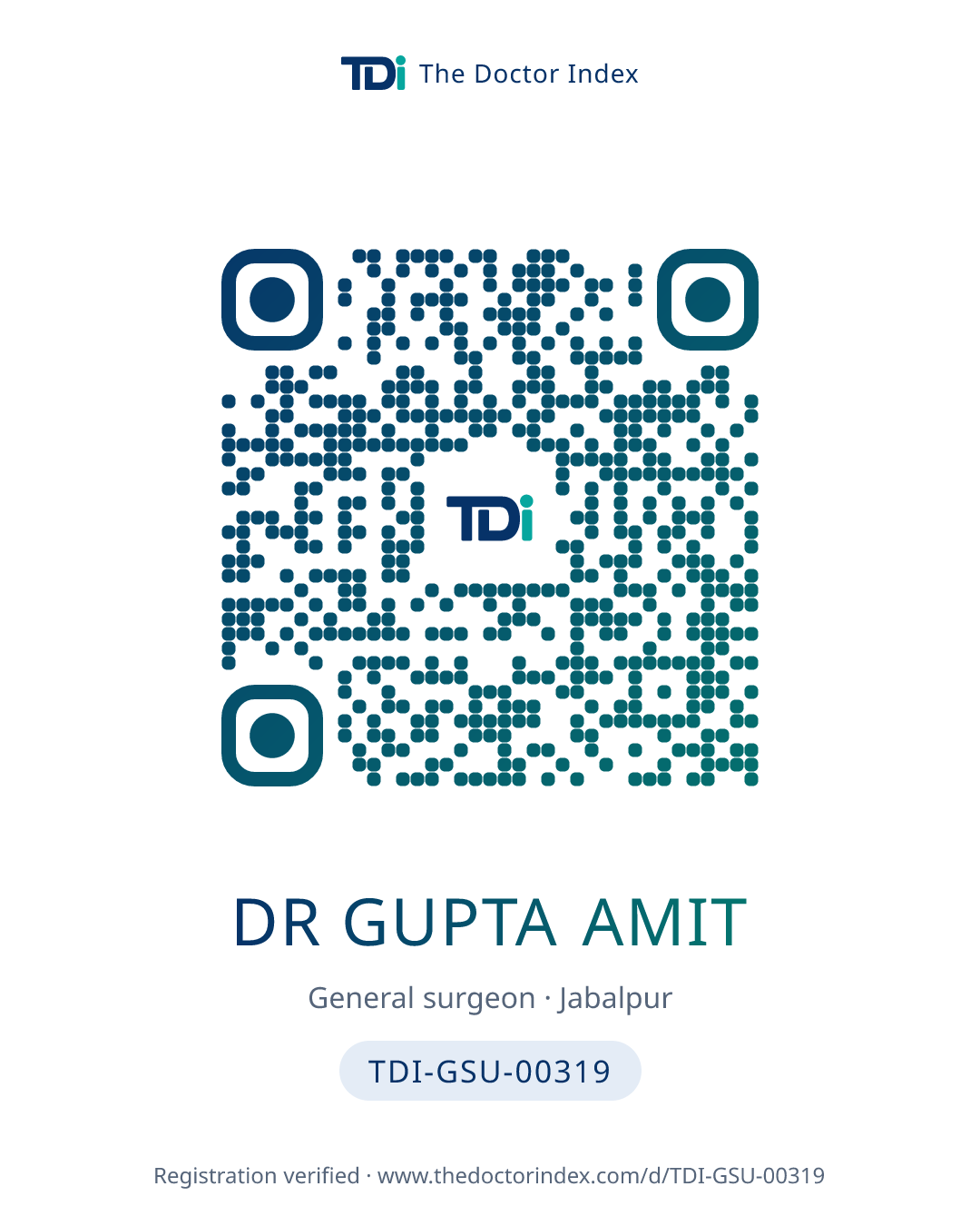 QR card for Dr Gupta Amit, TDI-GSU-00319