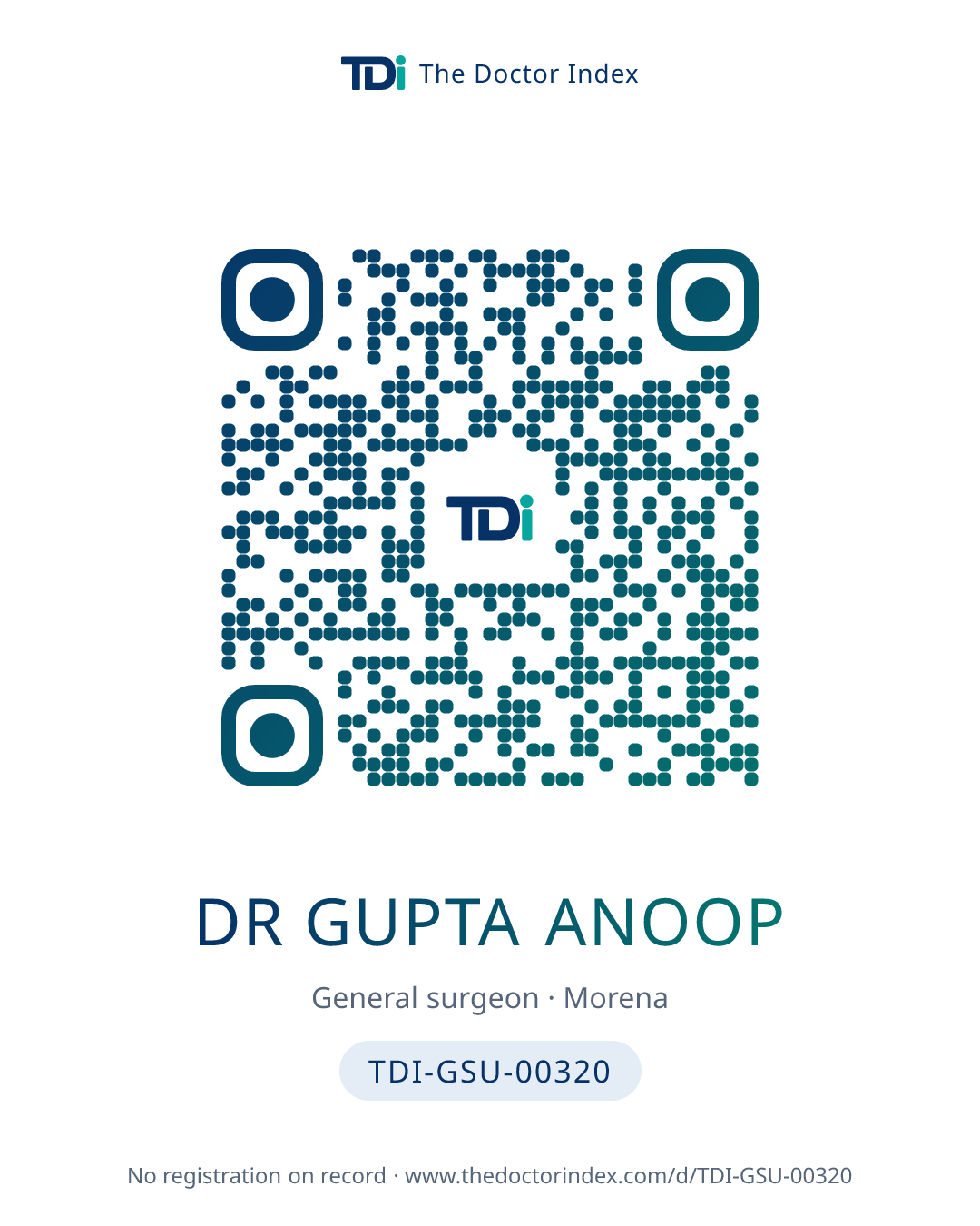 QR card for Dr Gupta Anoop, TDI-GSU-00320