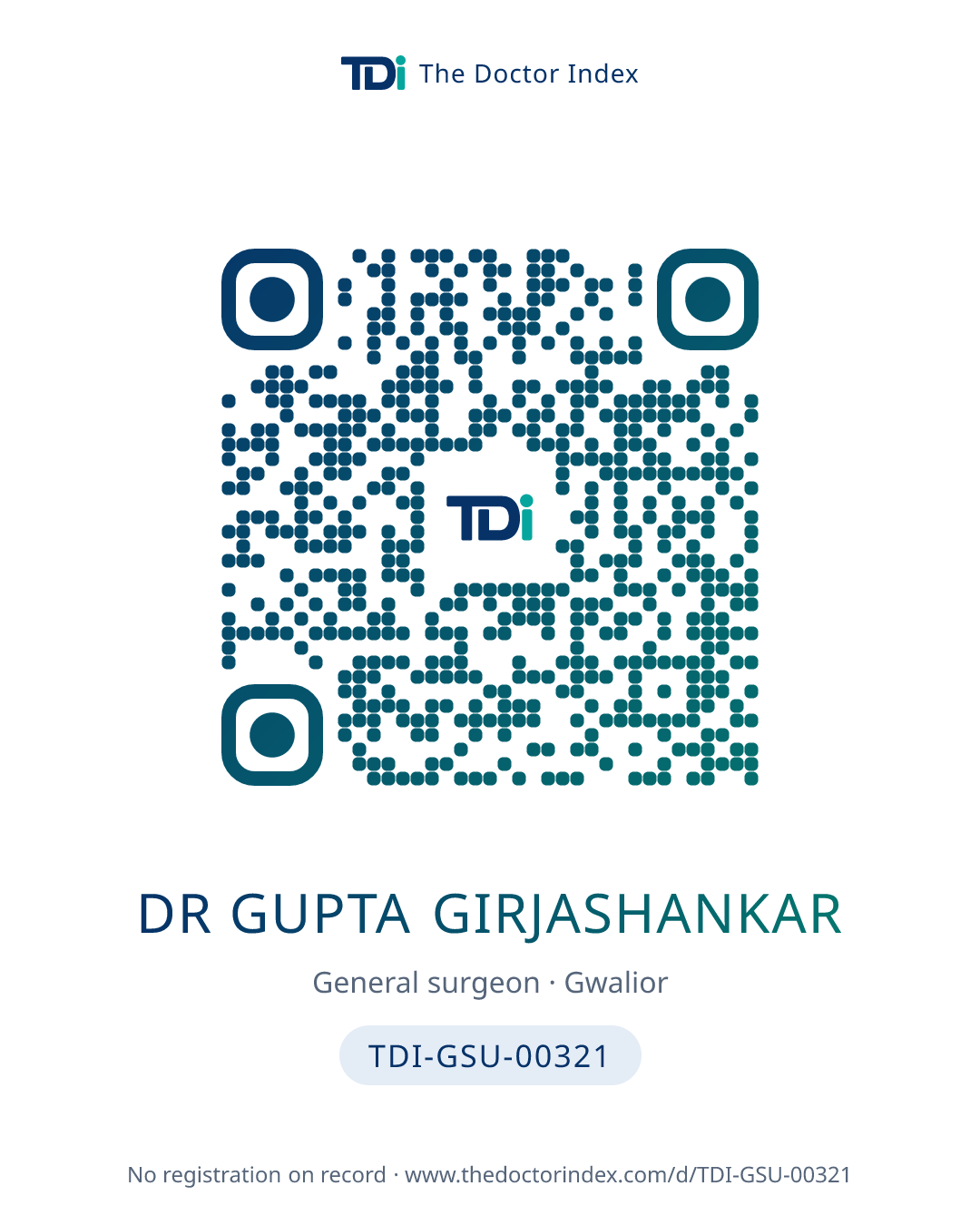 QR card for Dr Gupta Girjashankar, TDI-GSU-00321