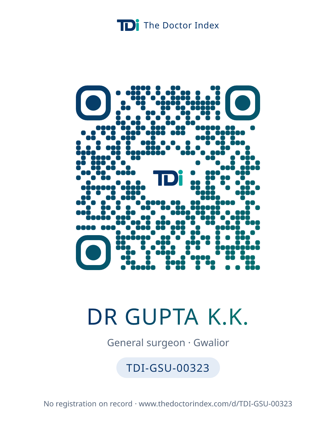 QR card for Dr Gupta K.K., TDI-GSU-00323