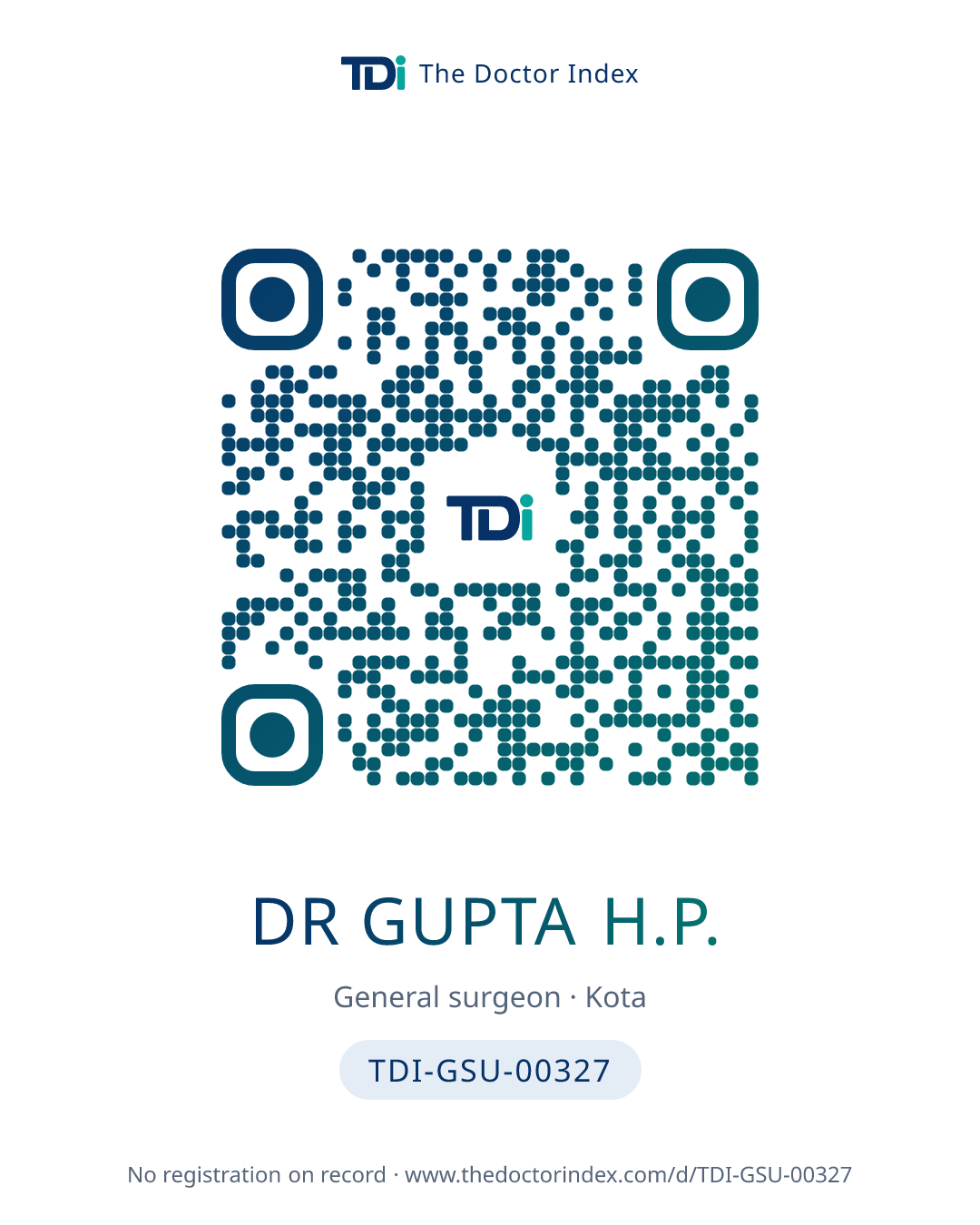 QR card for Dr Gupta H.P., TDI-GSU-00327