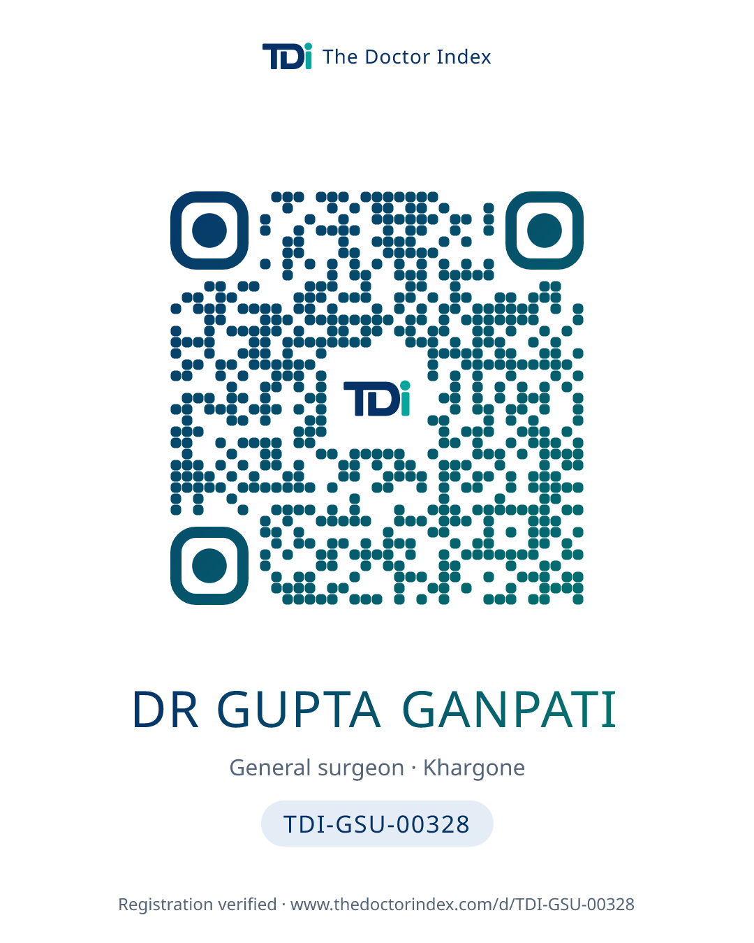 QR card for Dr Gupta Ganpati, TDI-GSU-00328