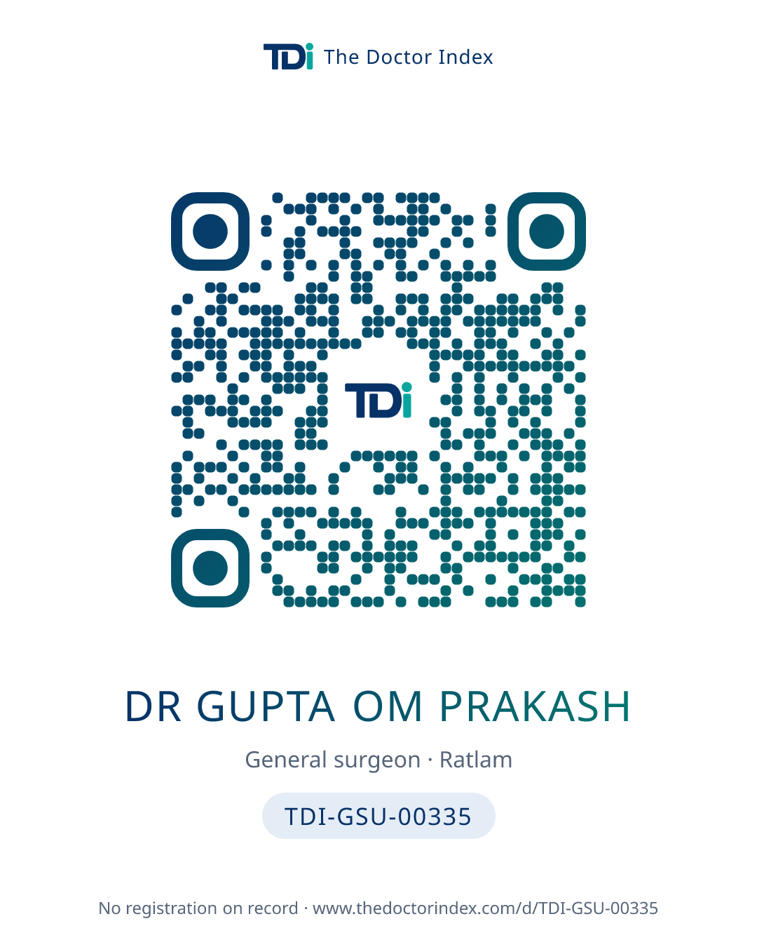 QR card for Dr Gupta Om Prakash, TDI-GSU-00335