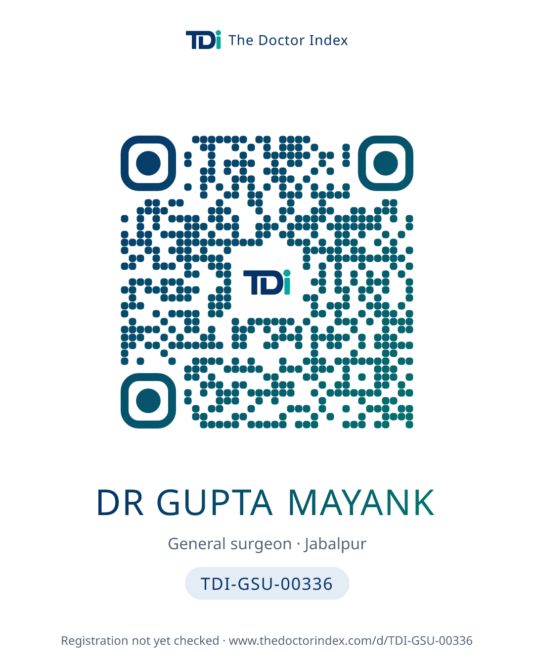 QR card for Dr Gupta Mayank, TDI-GSU-00336