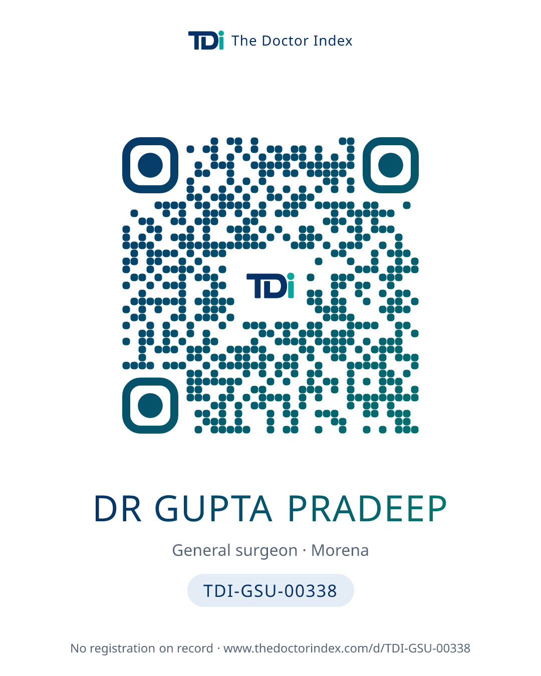 QR card for Dr Gupta Pradeep, TDI-GSU-00338