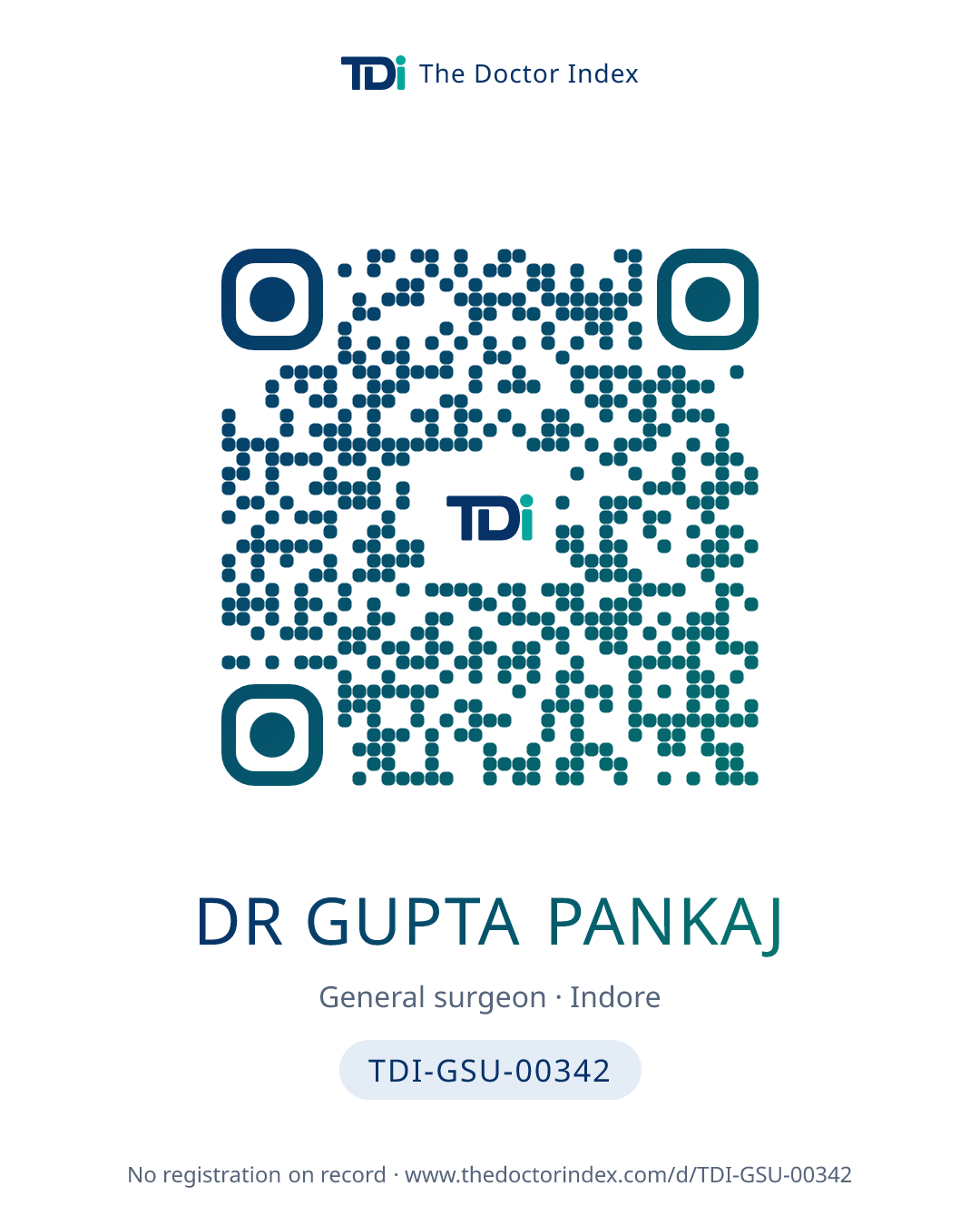 QR card for Dr Gupta Pankaj, TDI-GSU-00342