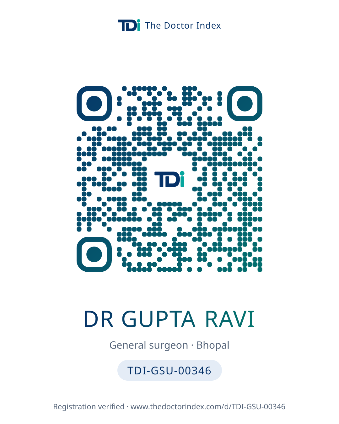 QR card for Dr Gupta Ravi, TDI-GSU-00346