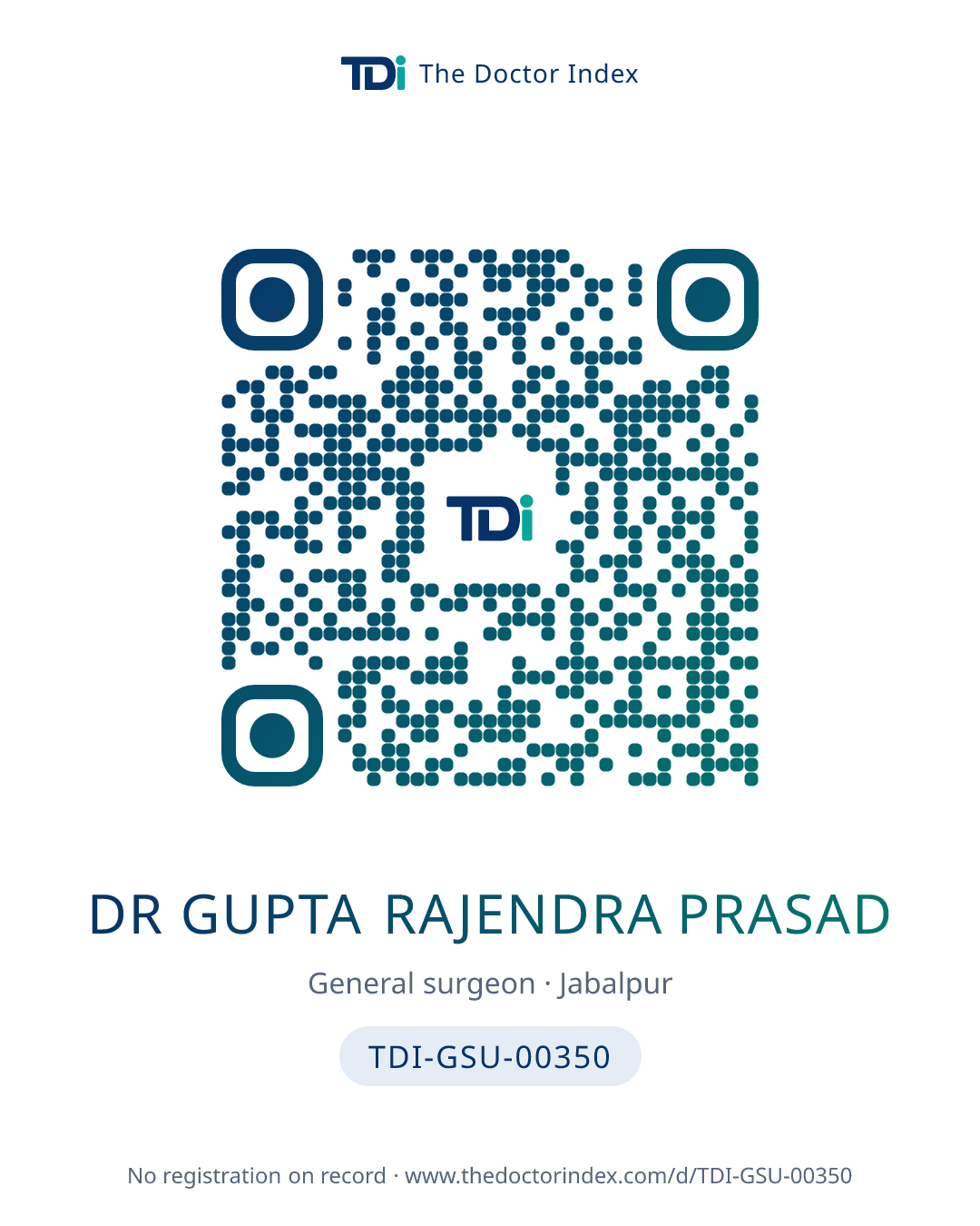 QR card for Dr Gupta Rajendra Prasad, TDI-GSU-00350