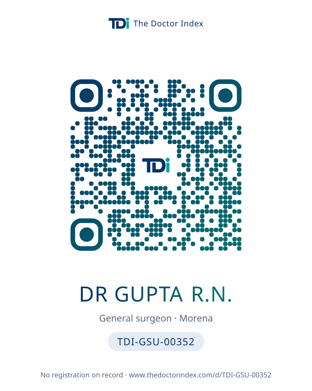 QR card for Dr Gupta R.N., TDI-GSU-00352