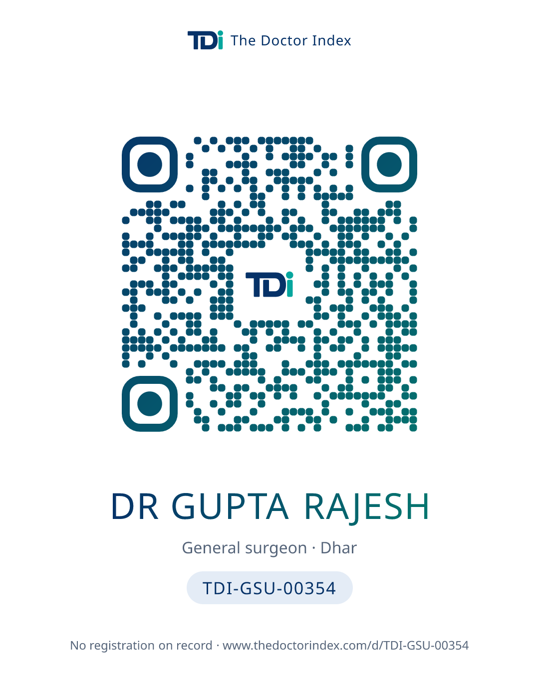 QR card for Dr Gupta Rajesh, TDI-GSU-00354