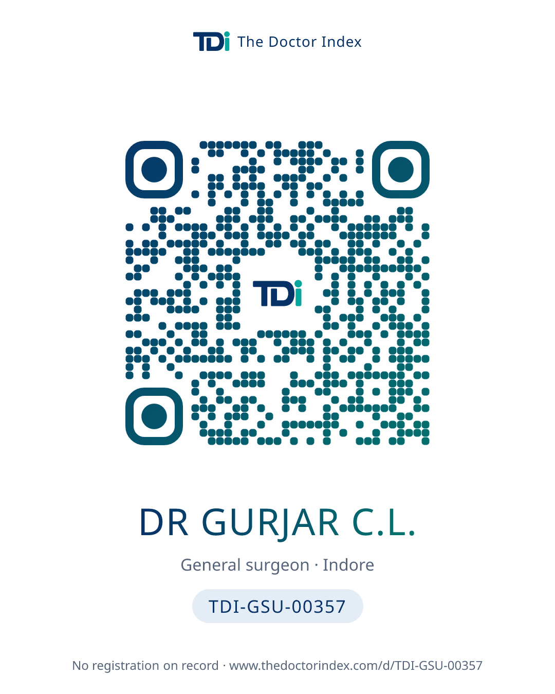 QR card for Dr Gurjar C.L., TDI-GSU-00357