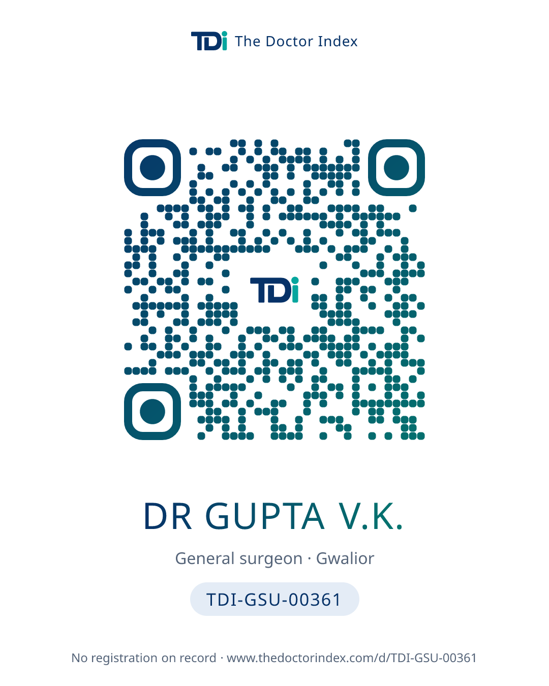 QR card for Dr Gupta V.K., TDI-GSU-00361