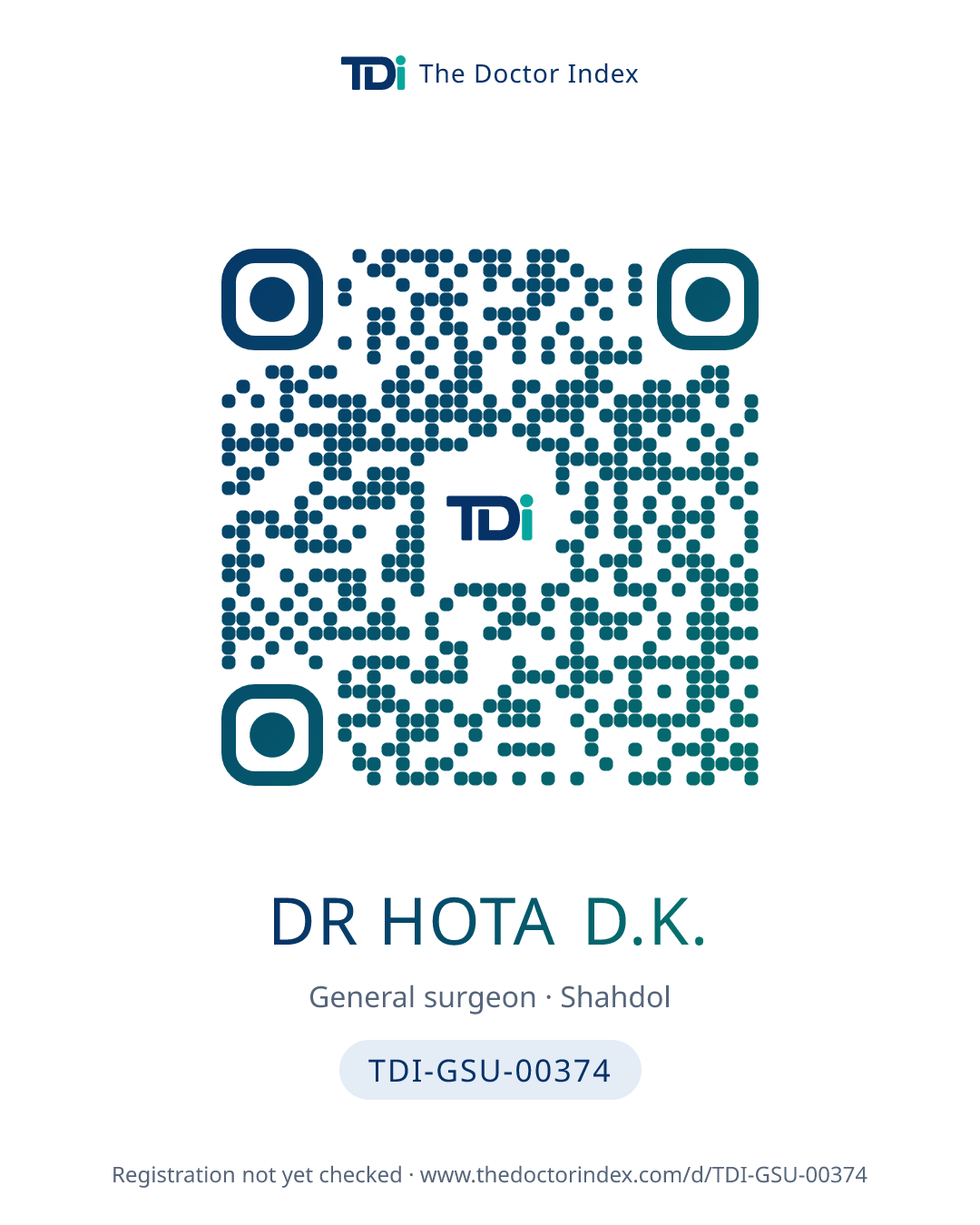 QR card for Dr Hota D.K., TDI-GSU-00374