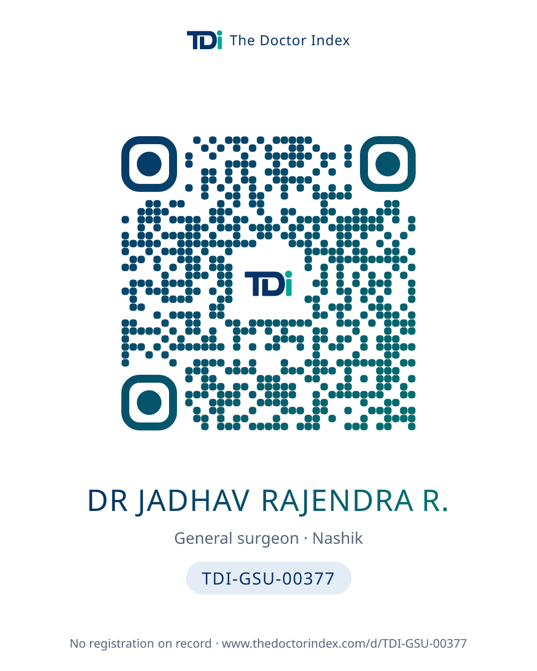 QR card for Dr Jadhav Rajendra R., TDI-GSU-00377