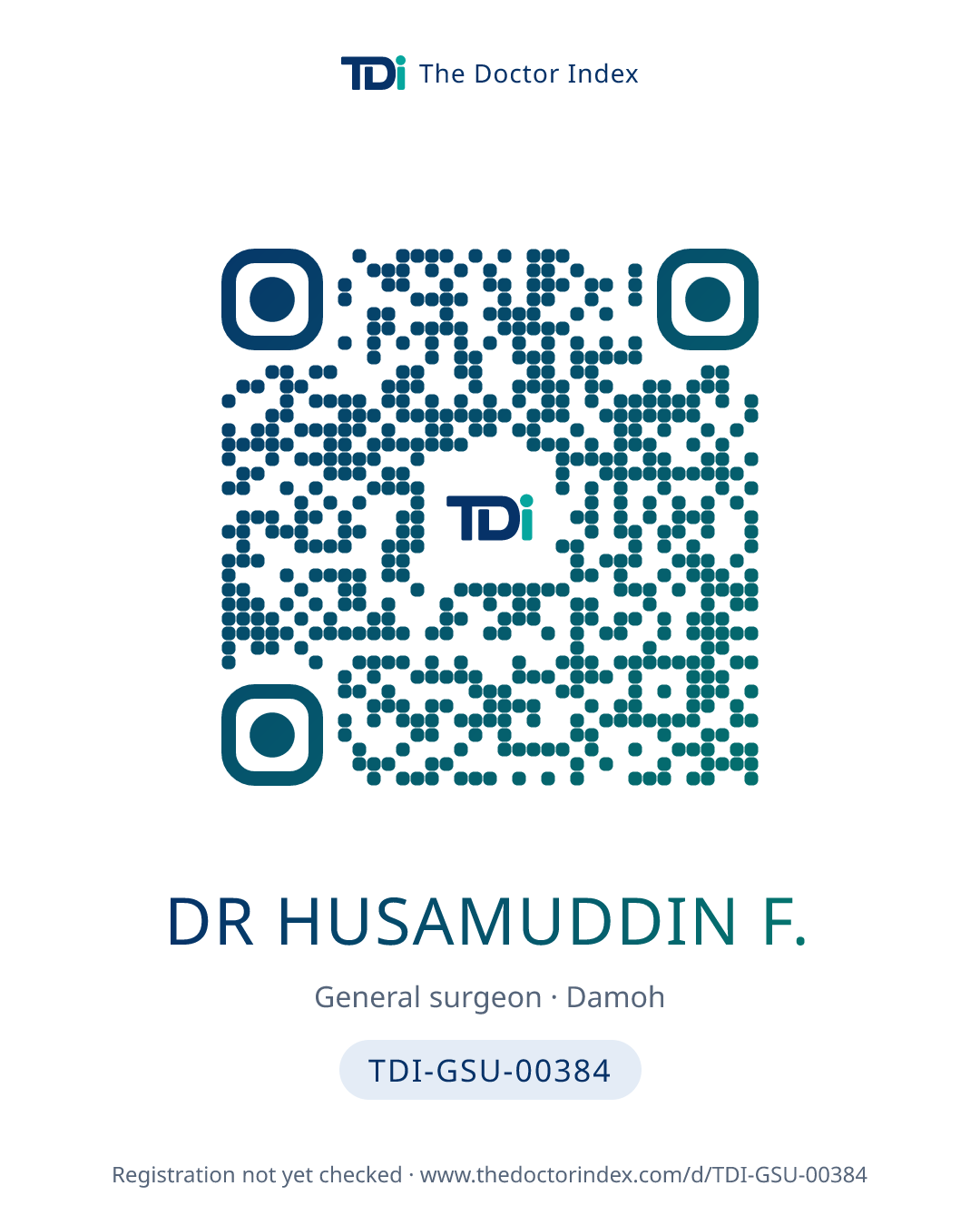 QR card for Dr Husamuddin F., TDI-GSU-00384