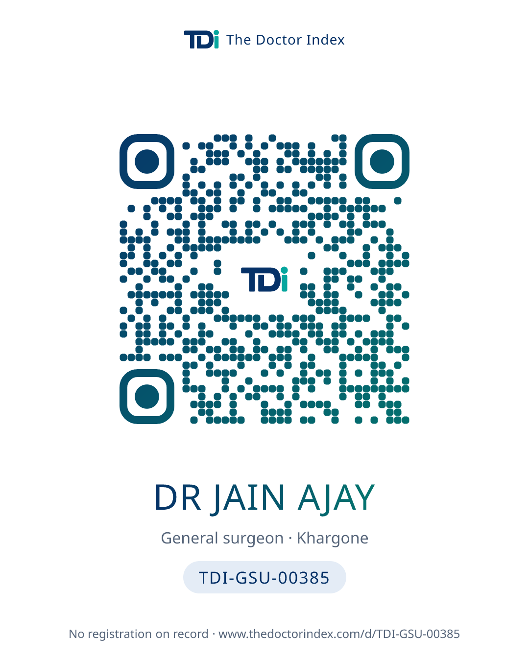 QR card for Dr Jain Ajay, TDI-GSU-00385