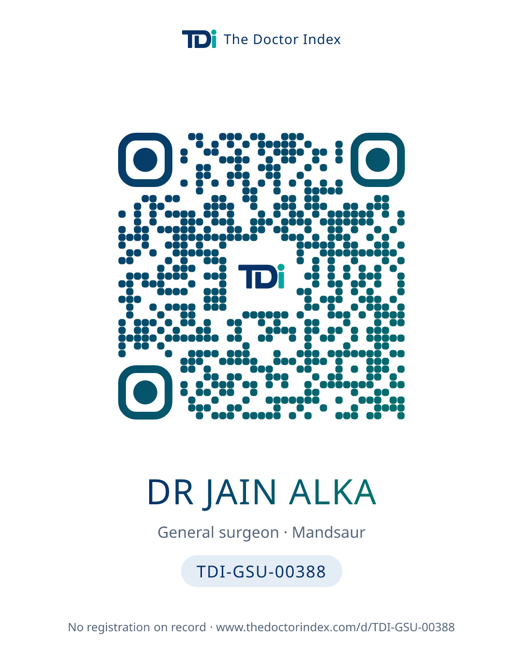 QR card for Dr Jain Alka, TDI-GSU-00388