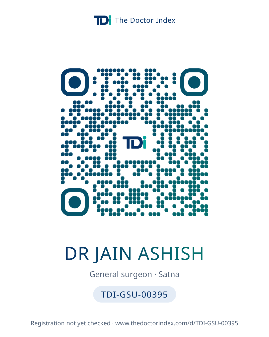 QR card for Dr Jain Ashish, TDI-GSU-00395