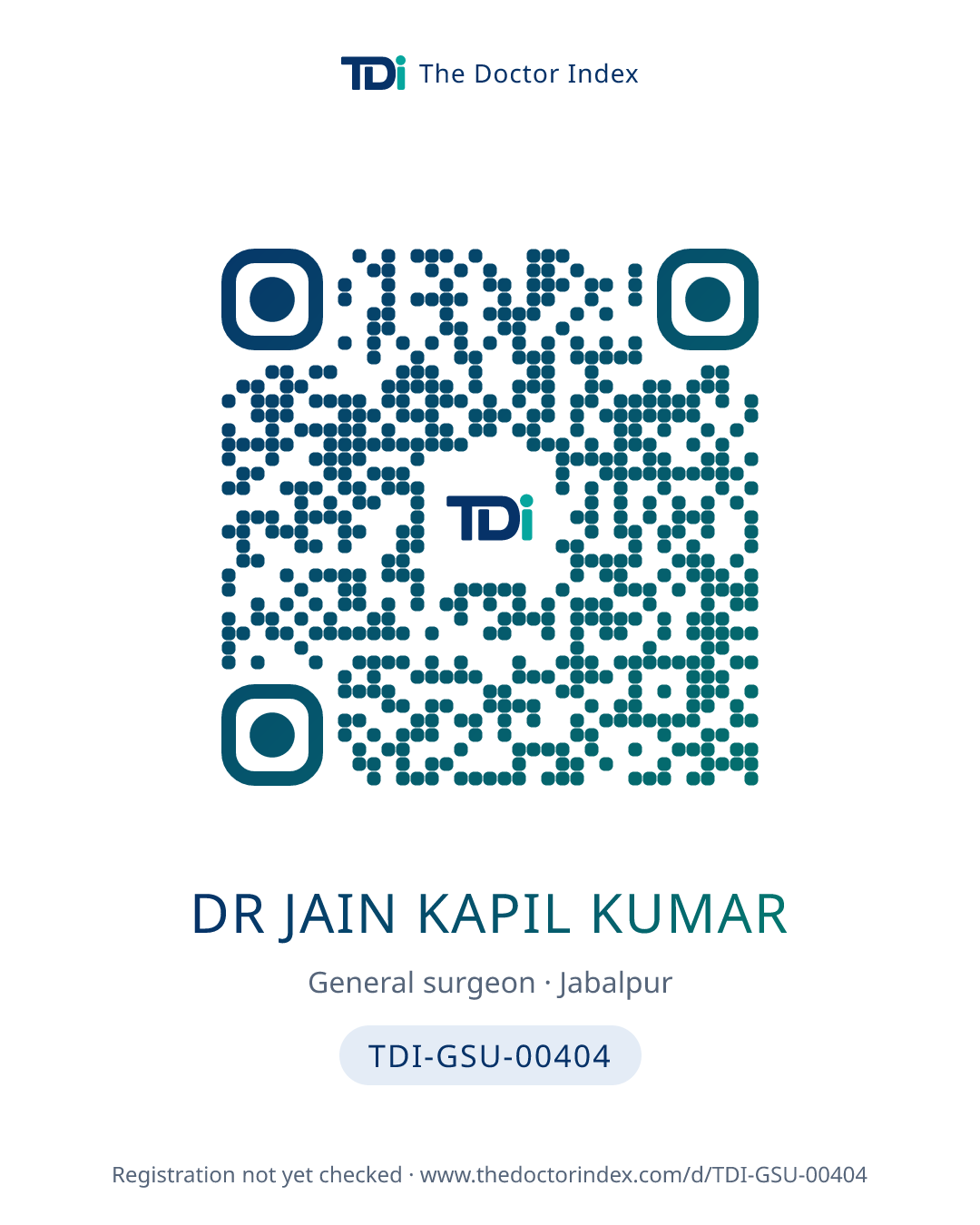 QR card for Dr Jain Kapil Kumar, TDI-GSU-00404