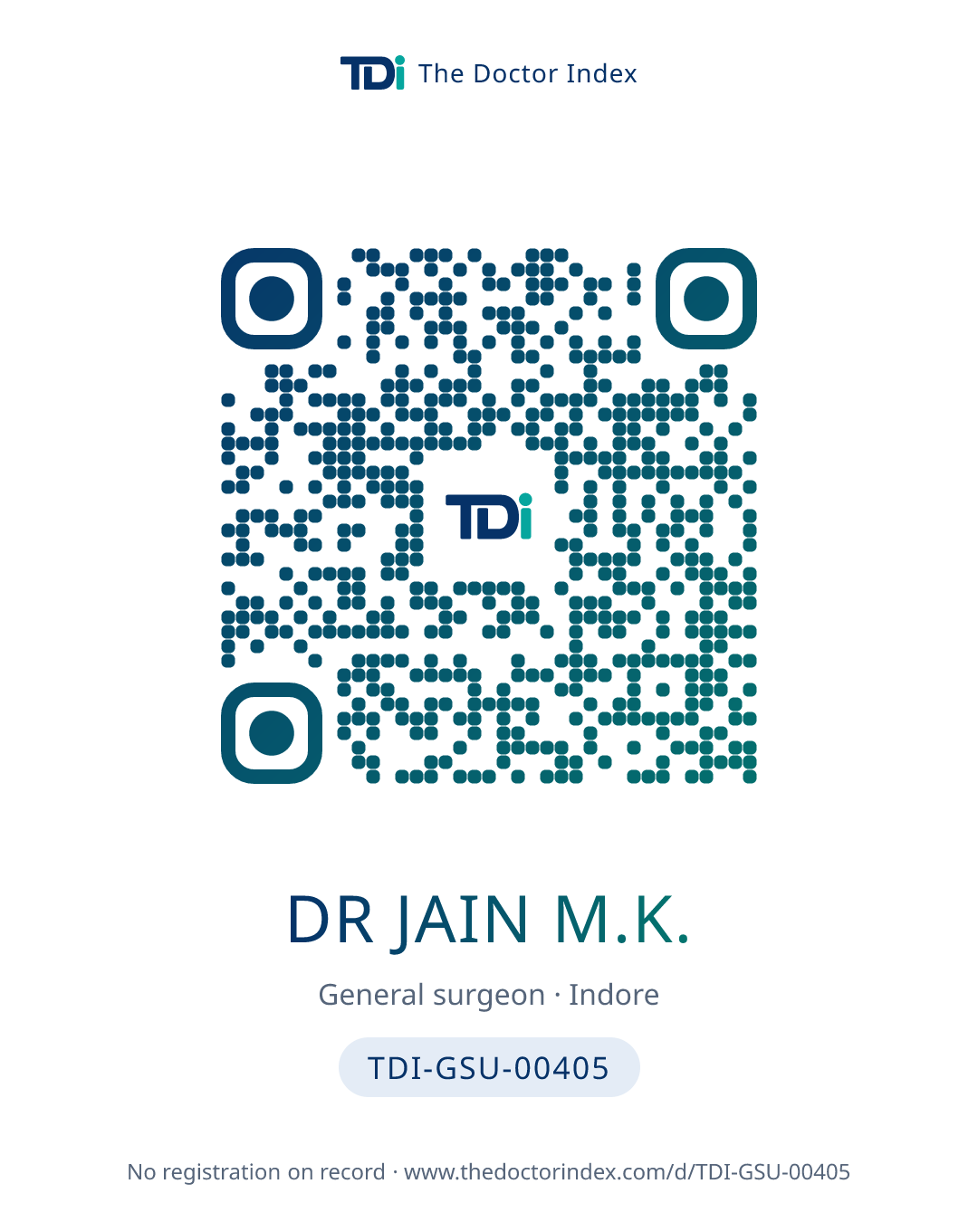 QR card for Dr Jain M.K., TDI-GSU-00405