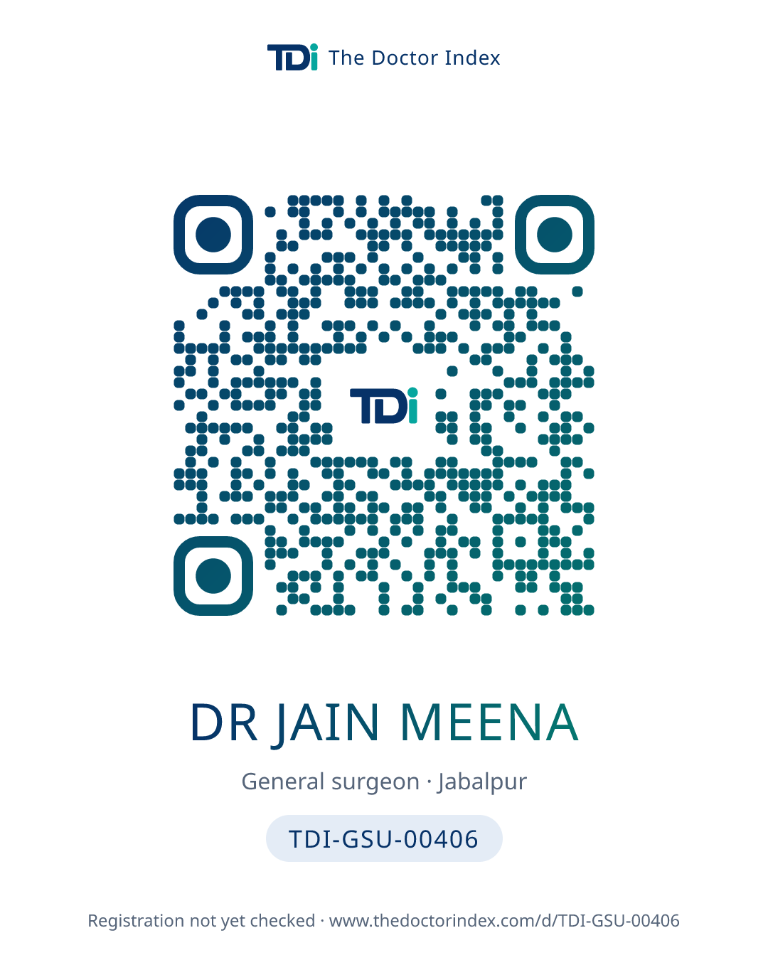 QR card for Dr Jain Meena, TDI-GSU-00406