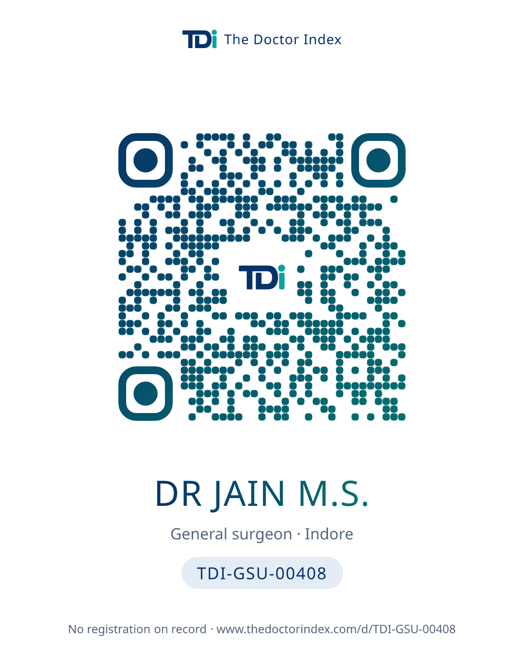 QR card for Dr Jain M.S., TDI-GSU-00408