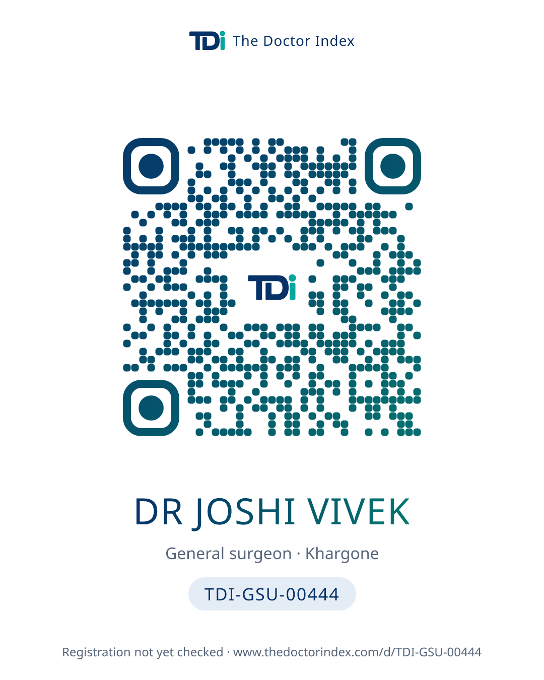 QR card for Dr Joshi Vivek, TDI-GSU-00444
