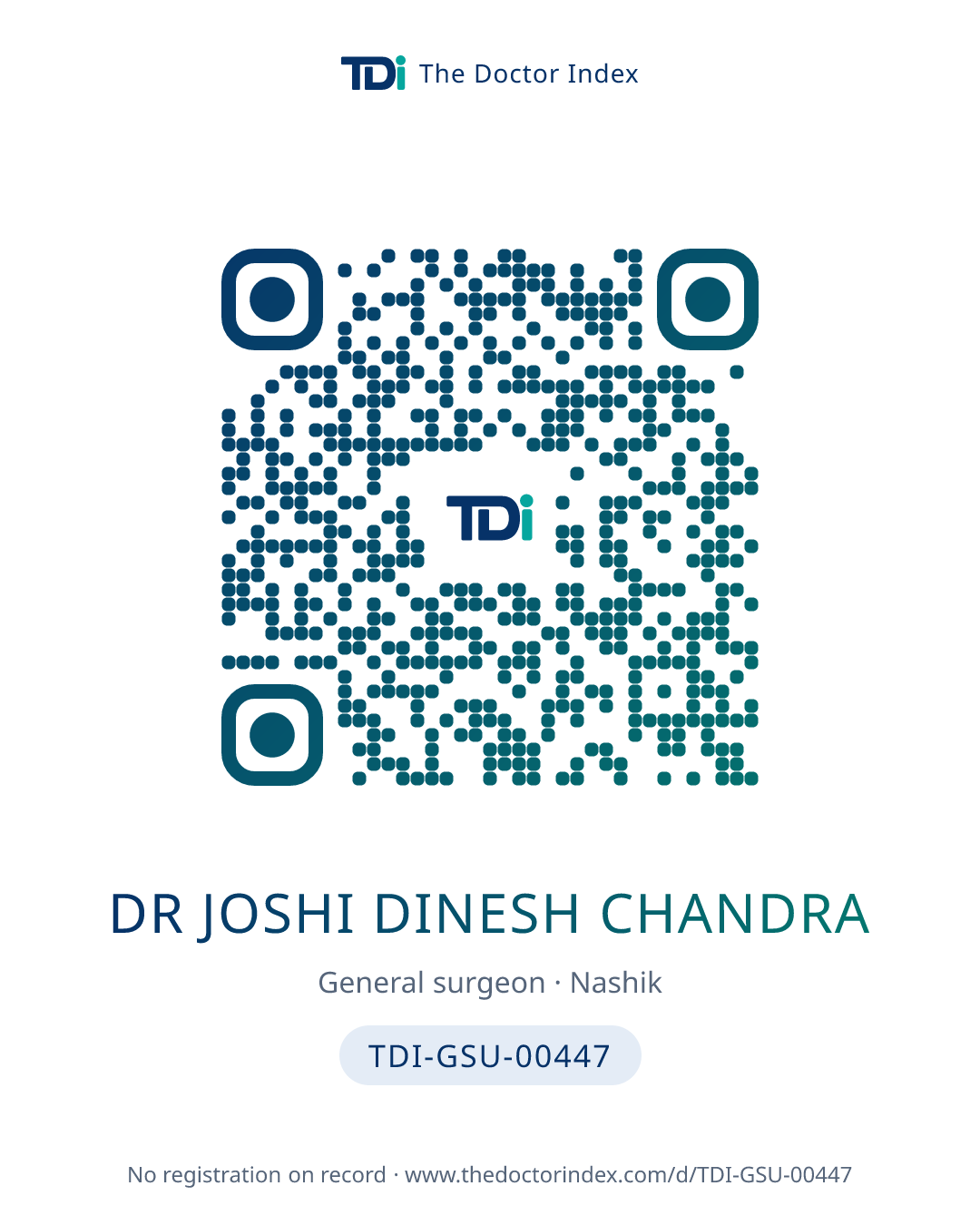 QR card for Dr Joshi Dinesh Chandra, TDI-GSU-00447