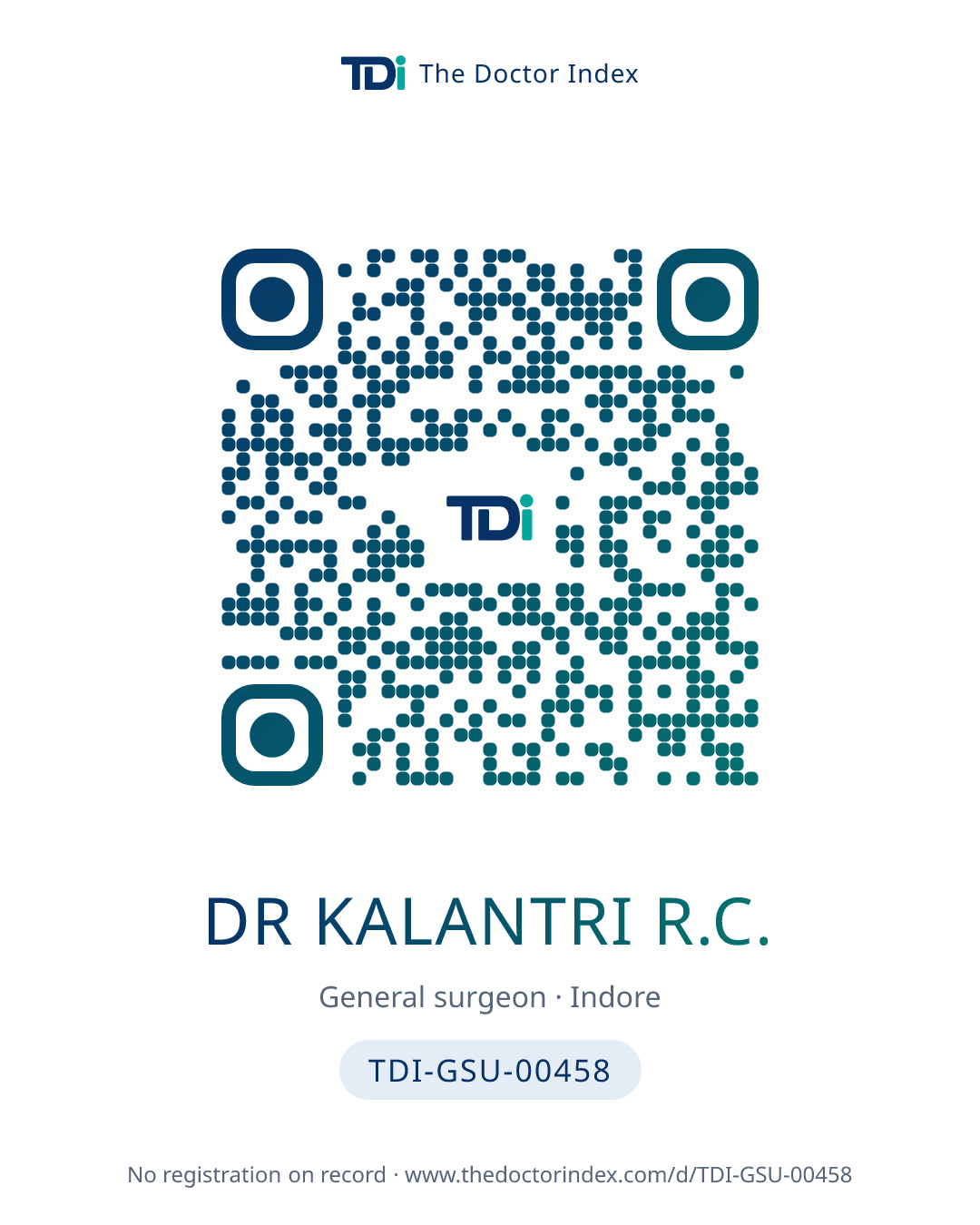 QR card for Dr Kalantri R.C., TDI-GSU-00458