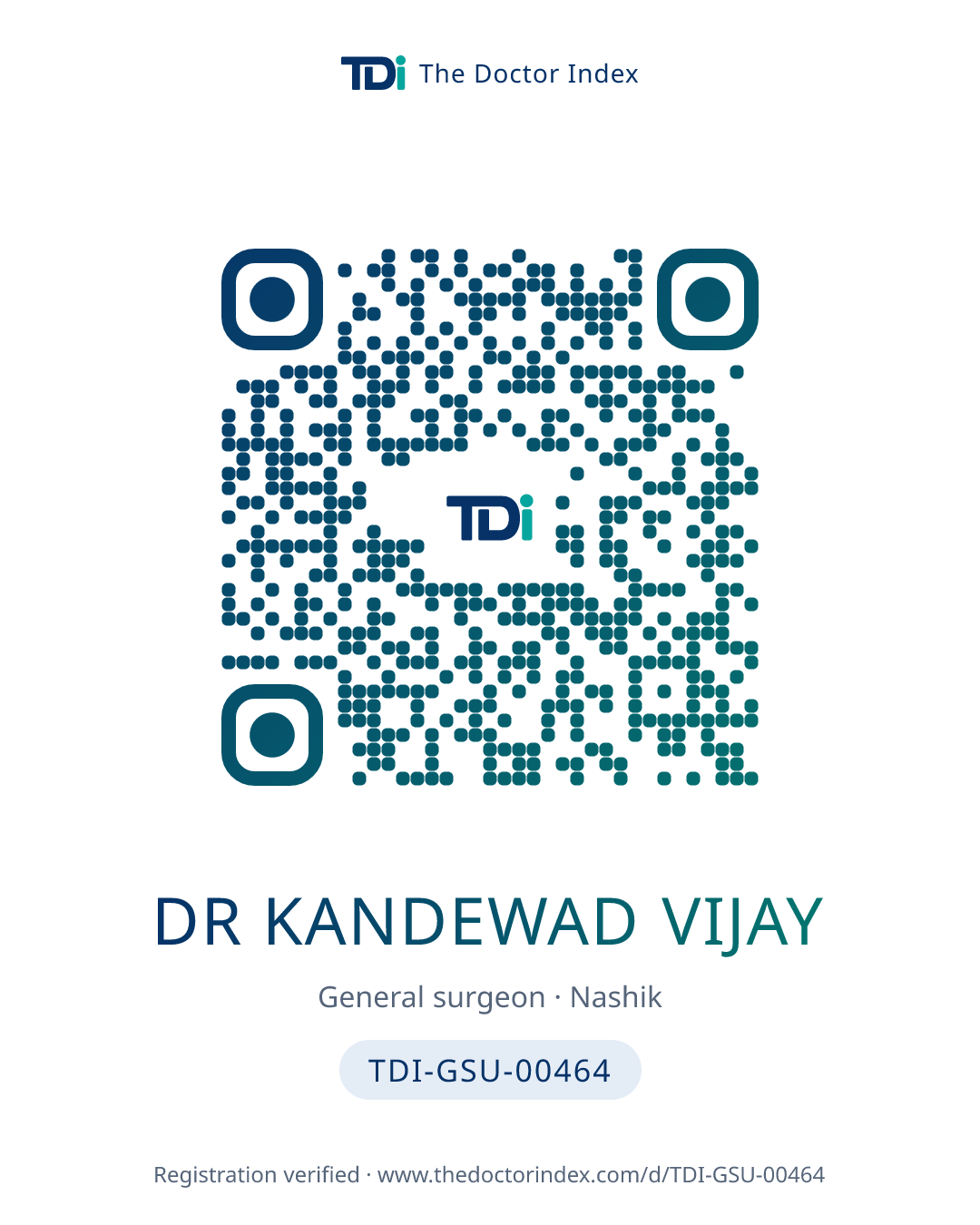 QR card for Dr Kandewad Vijay, TDI-GSU-00464