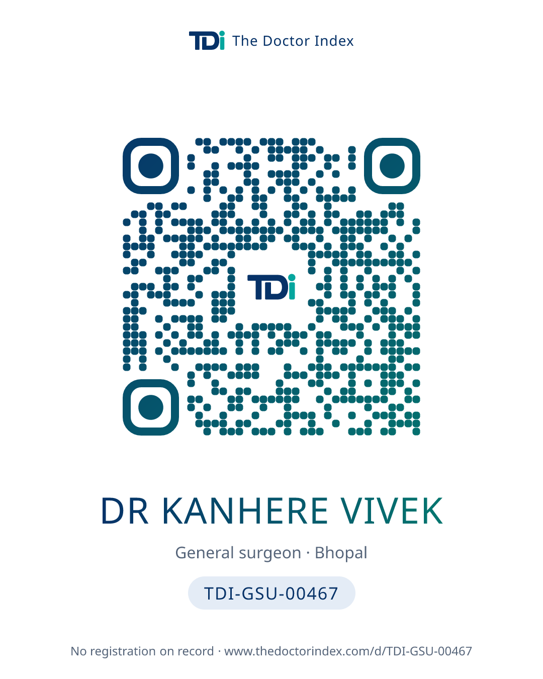 QR card for Dr Kanhere Vivek, TDI-GSU-00467