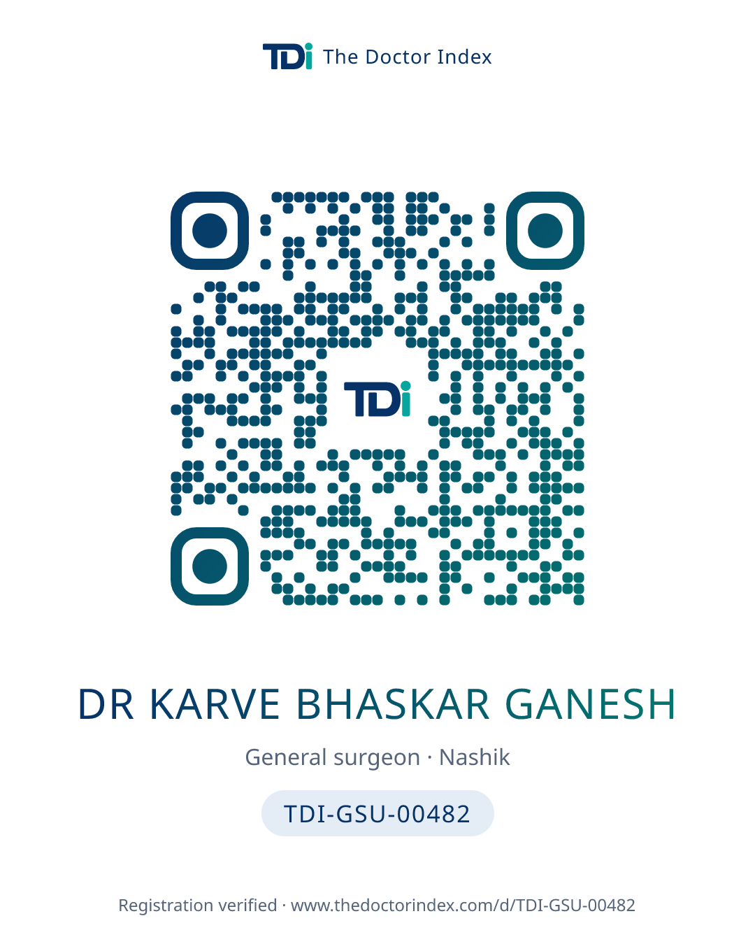 QR card for Dr Karve Bhaskar Ganesh, TDI-GSU-00482