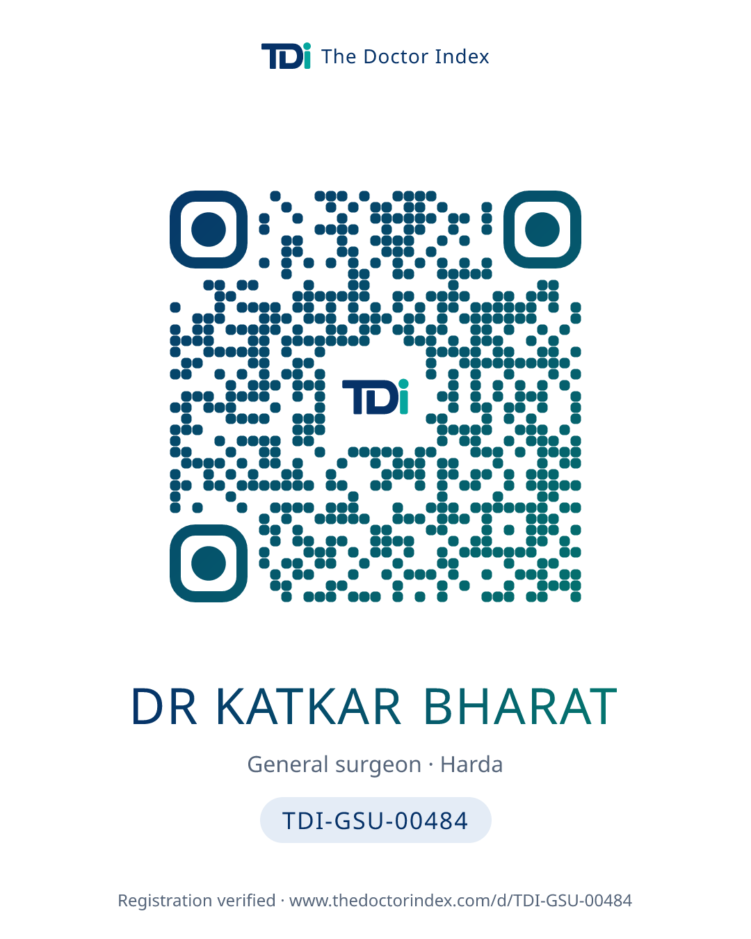 QR card for Dr Katkar Bharat, TDI-GSU-00484
