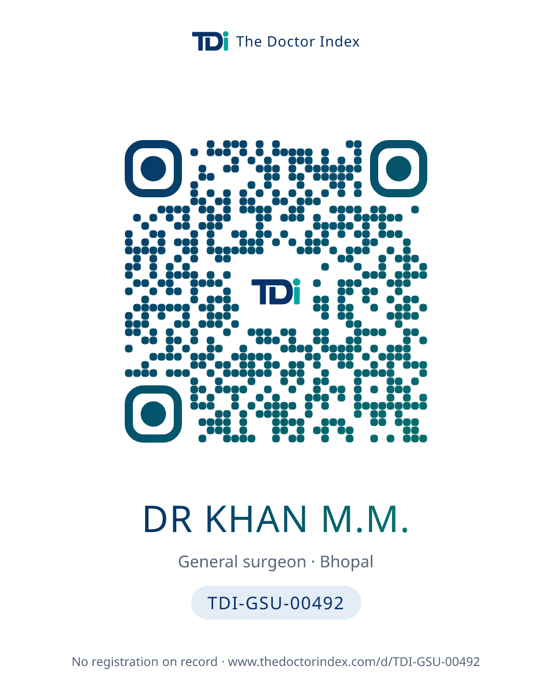 QR card for Dr Khan M.M., TDI-GSU-00492