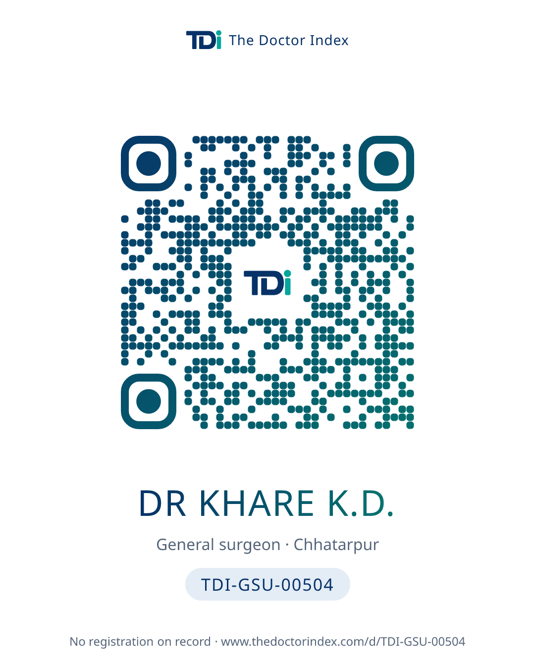 QR card for Dr Khare K.D., TDI-GSU-00504