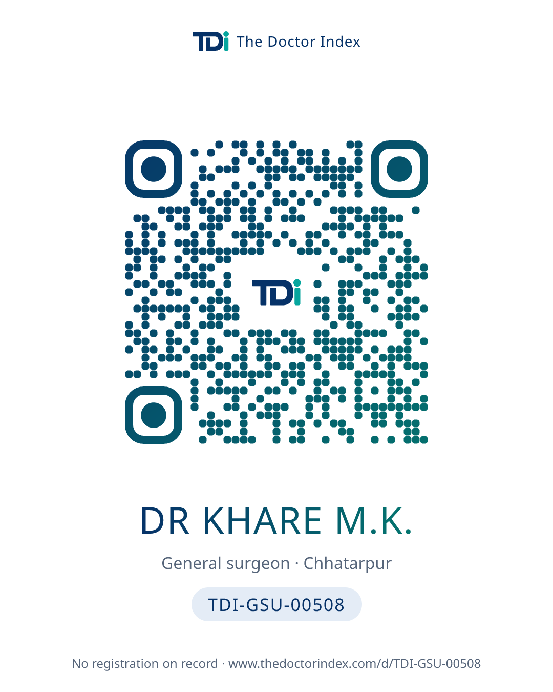 QR card for Dr Khare M.K., TDI-GSU-00508